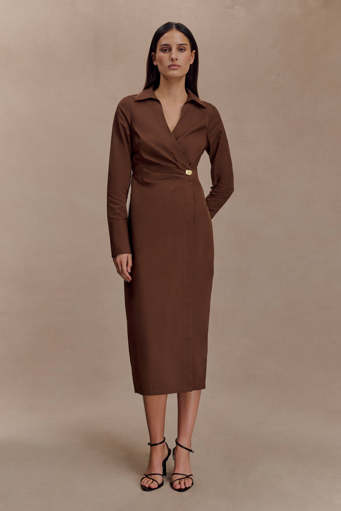 Mikaila Asymmetric Shirt Dress - Dark Chocolate