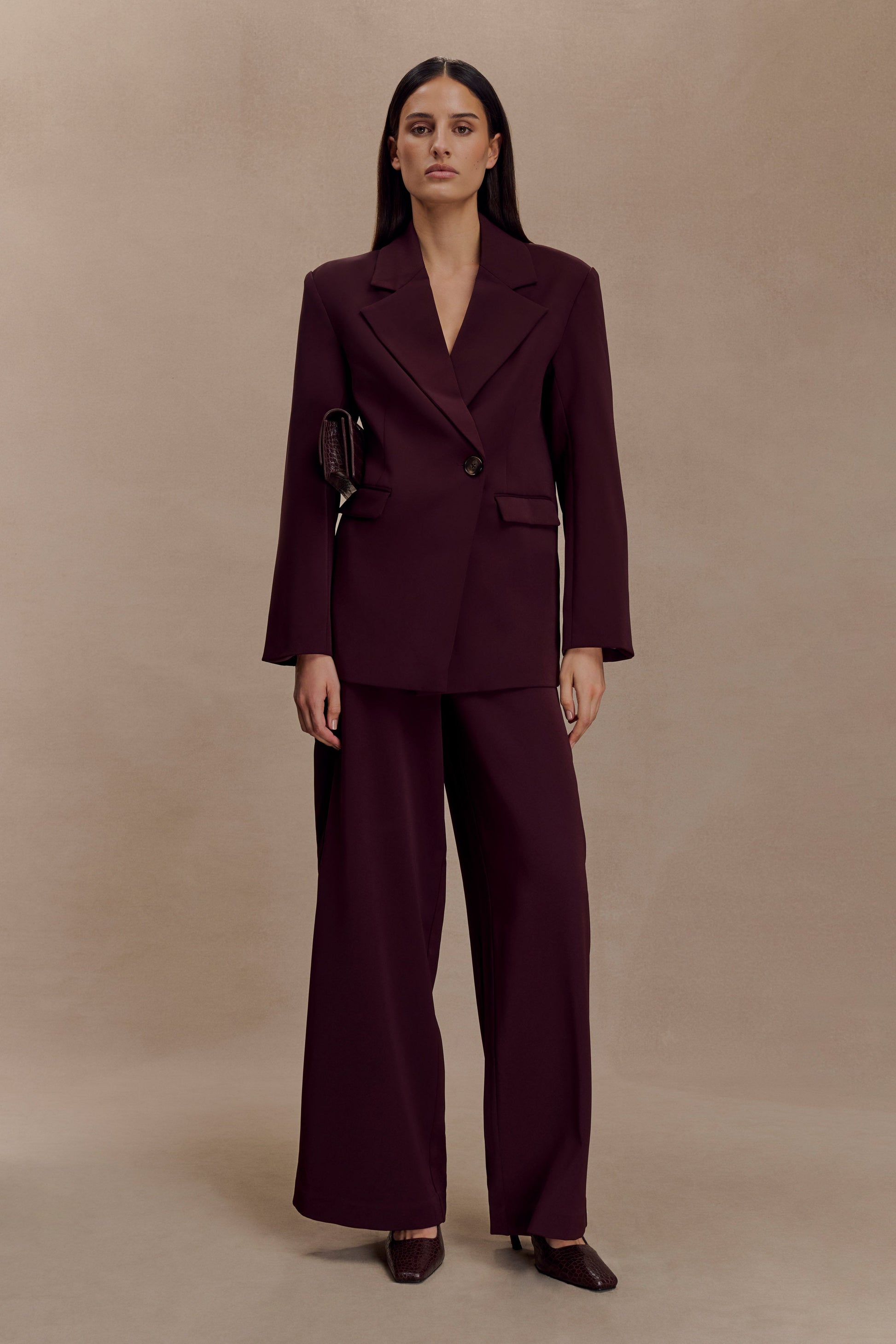 Arlo Wide Leg Suiting Trouser - Mahogany #2