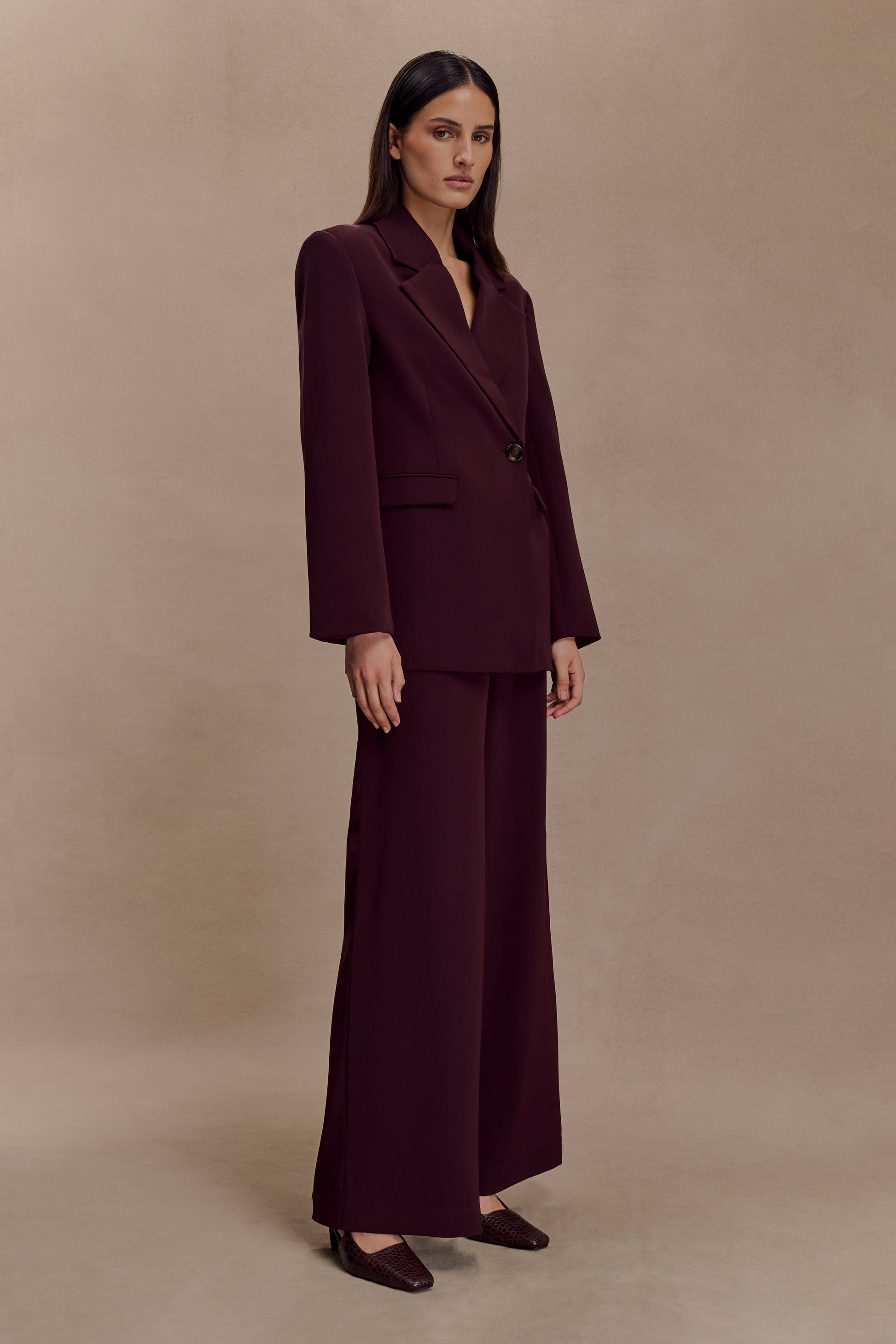 Arlo Wide Leg Suiting Trouser - Mahogany #4