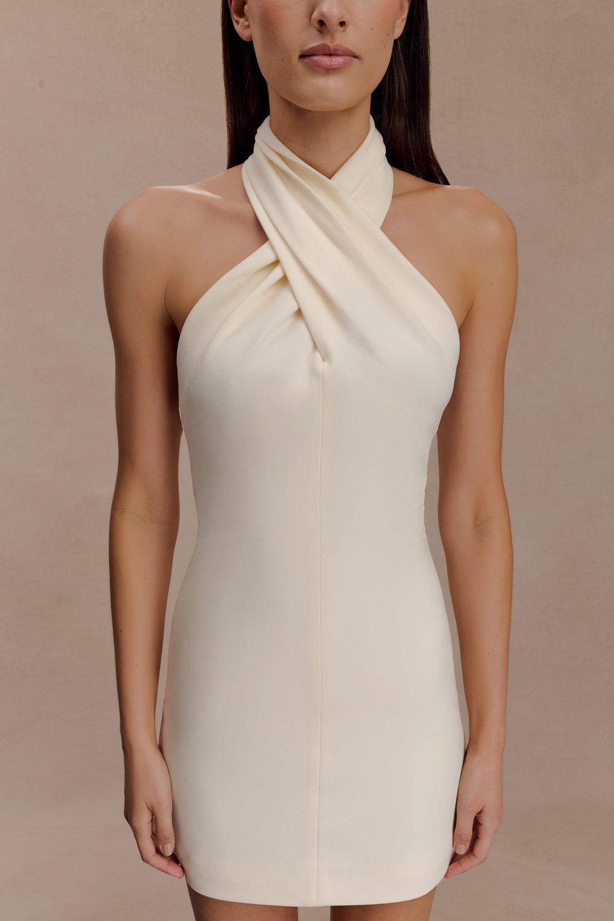Christina Cross Over Mini Dress - Buttercream #7