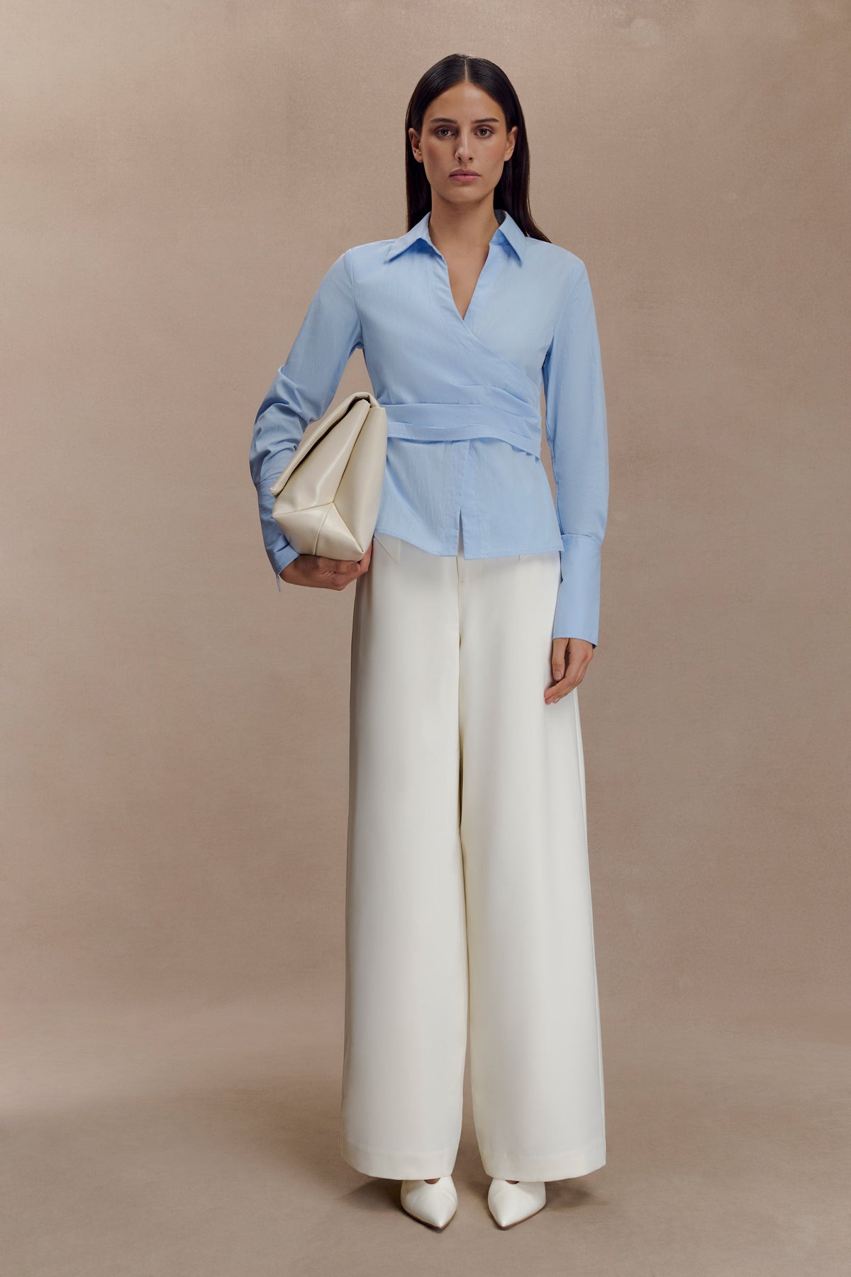 Eugenia Wrap Cotton Shirt - Blue