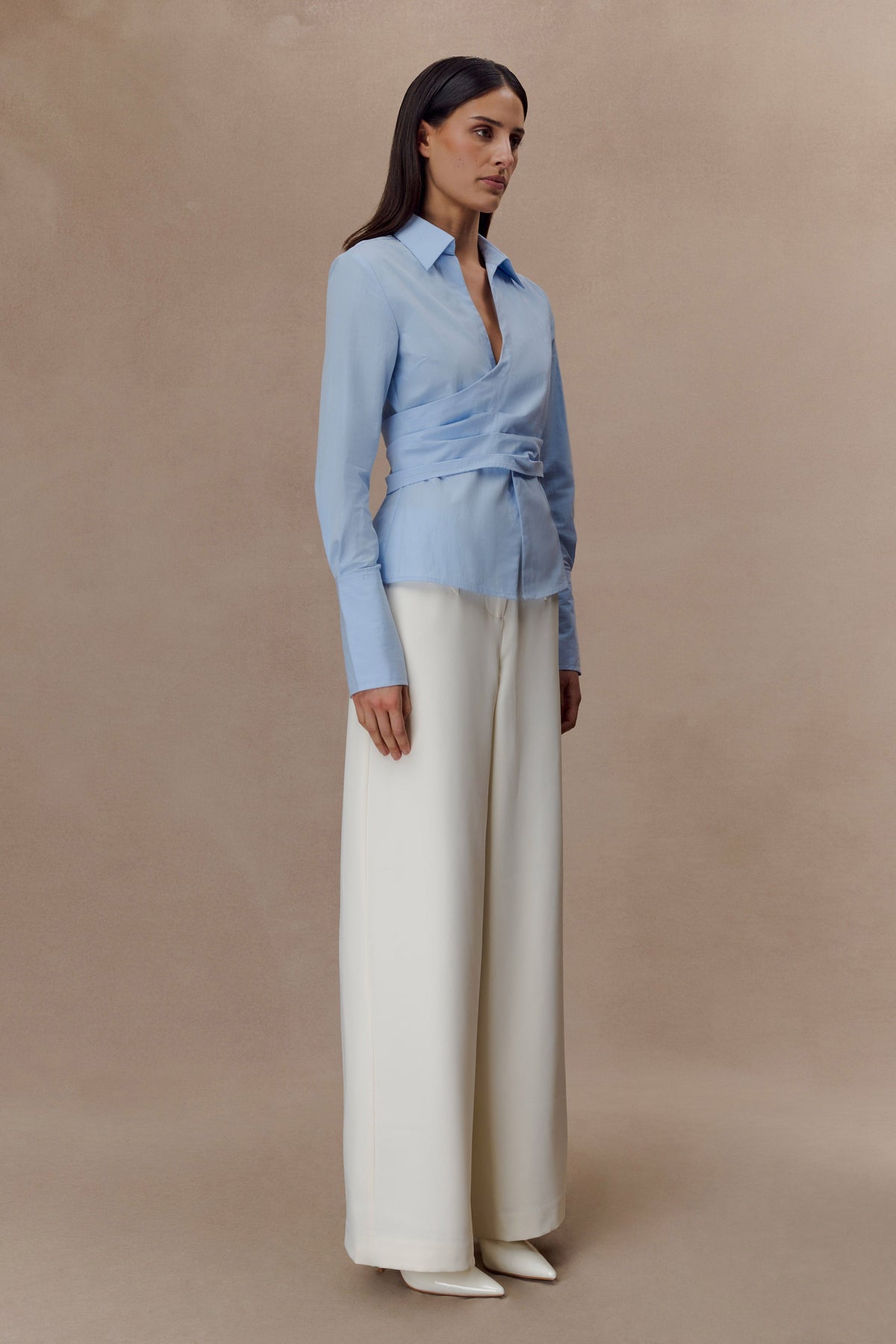 Eugenia Wrap Cotton Shirt - Blue #4