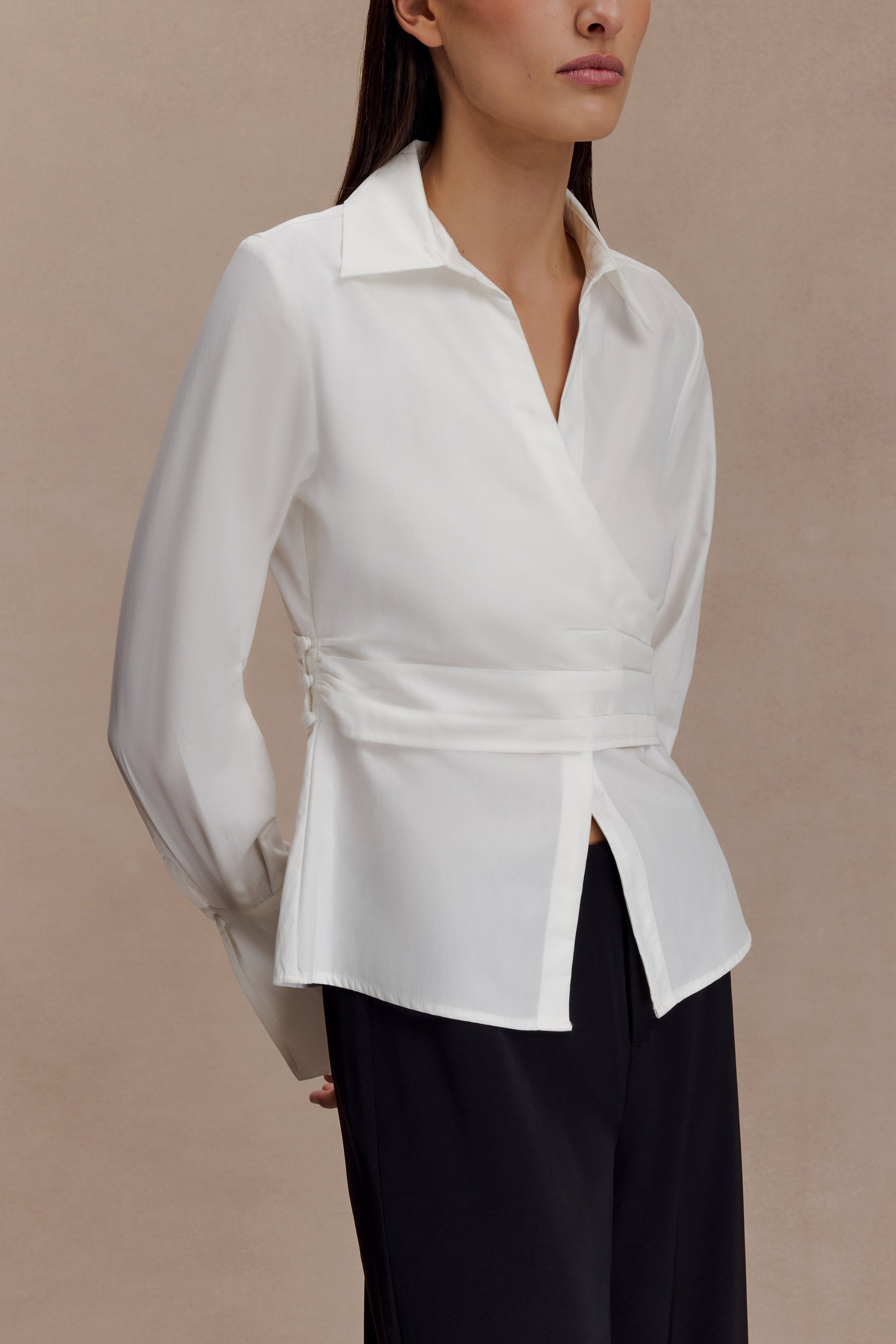 Eugenia Wrap Cotton Shirt - White #3