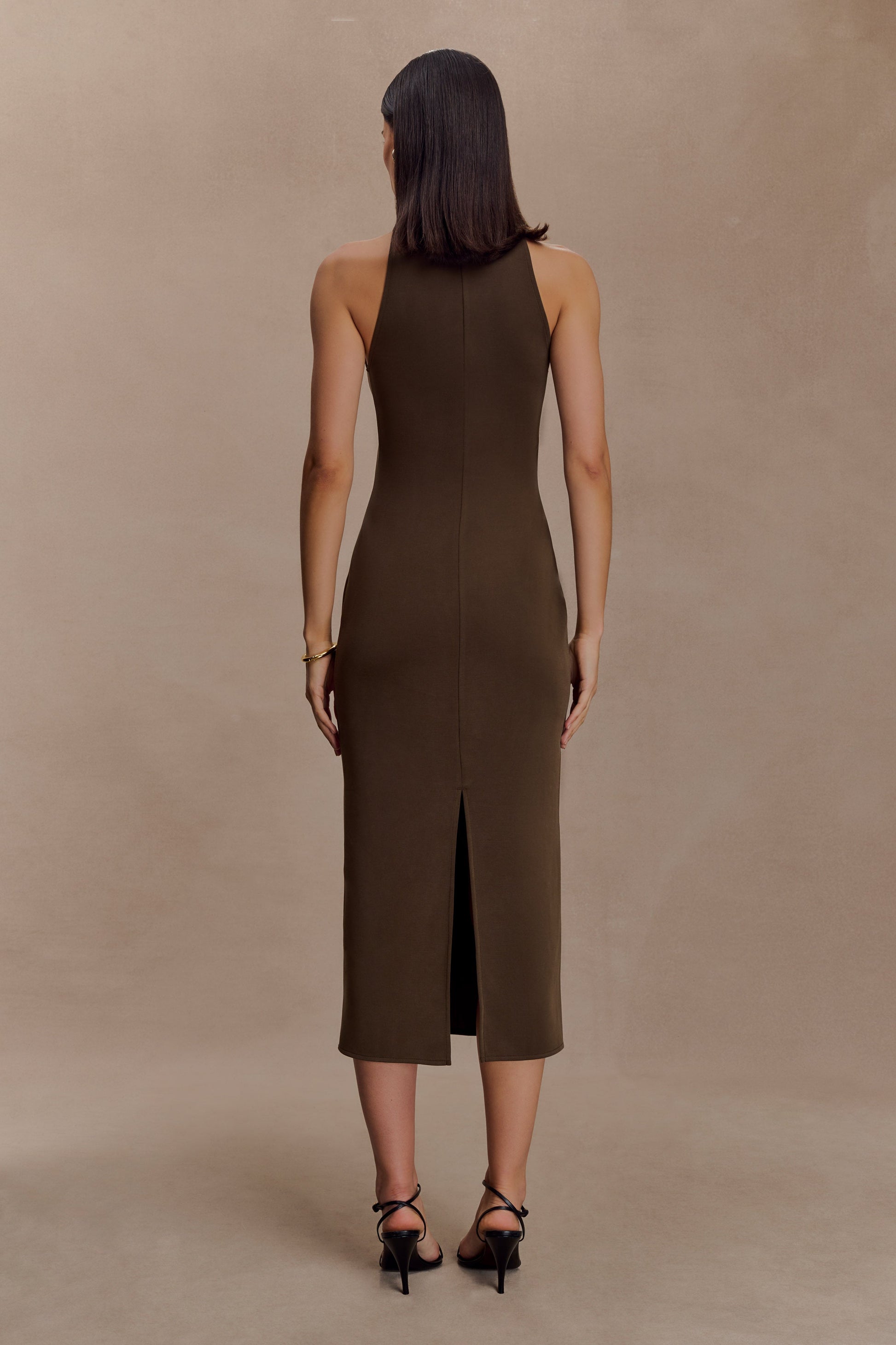 Kennedy High Neck Midi Dress - Chocolate #4