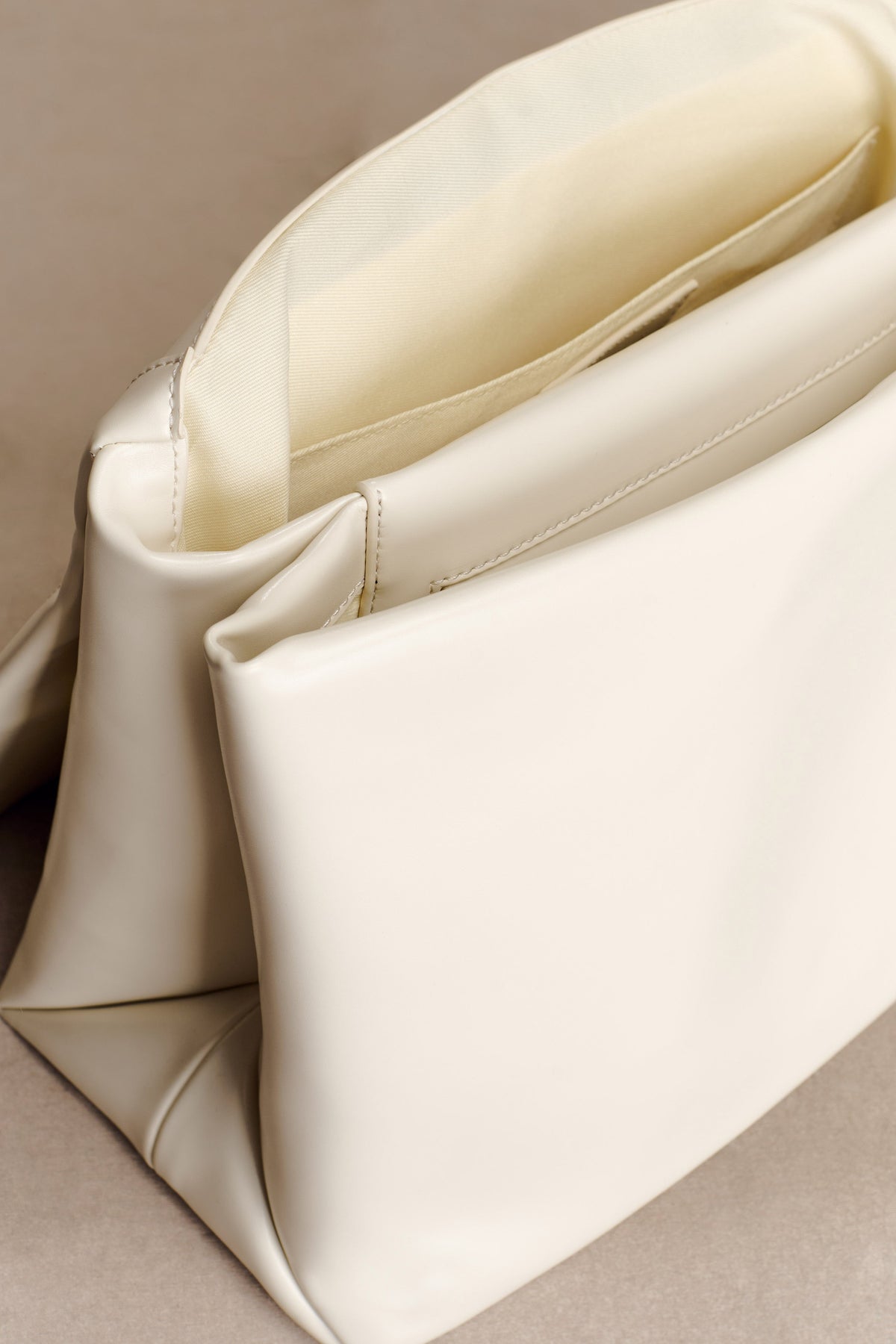 Kiera Faux Leather Oversized Clutch - Ivory #4