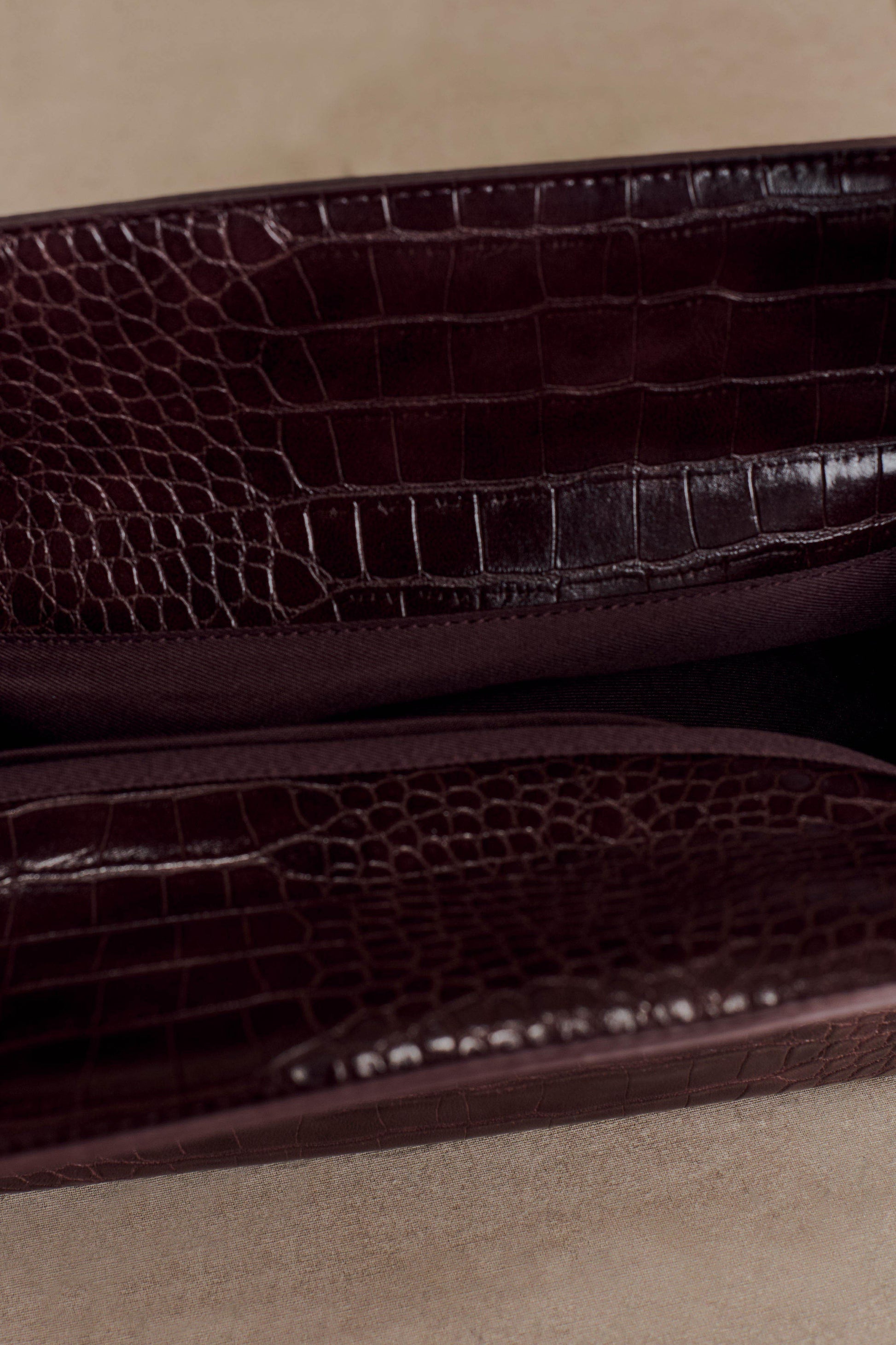 Maria Faux Leather Crocodile Shoulder Bag - Chocolate #5