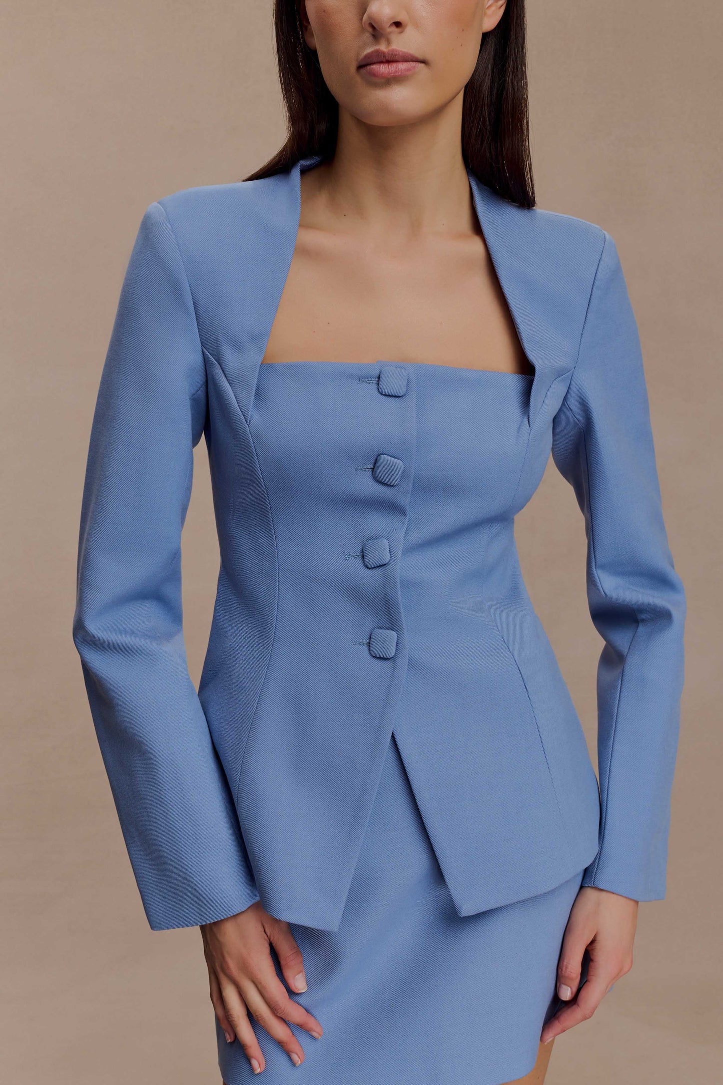Christel Suiting Fitted Blazer - Ocean Blue