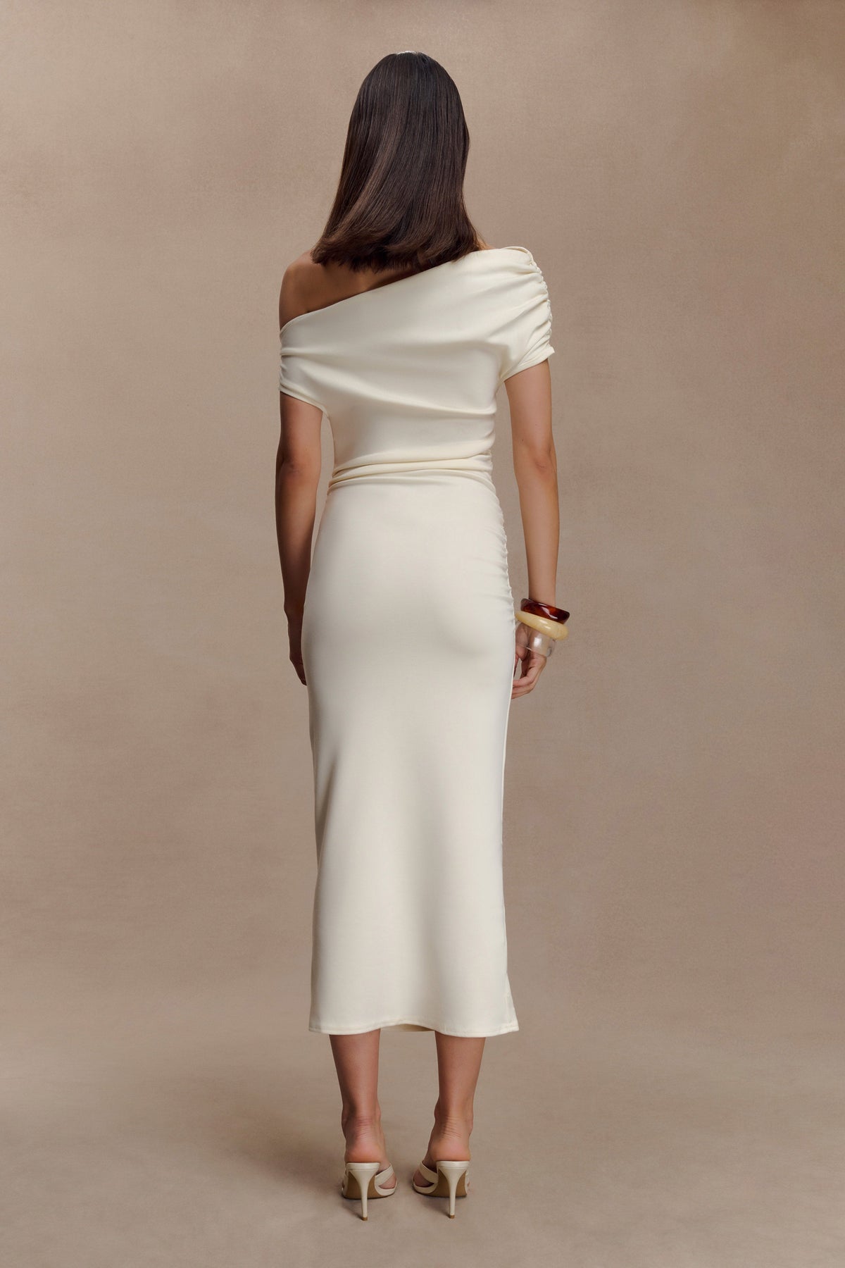 Kendra Scuba Jersey Midi Dress With Hardware - Ivory #2
