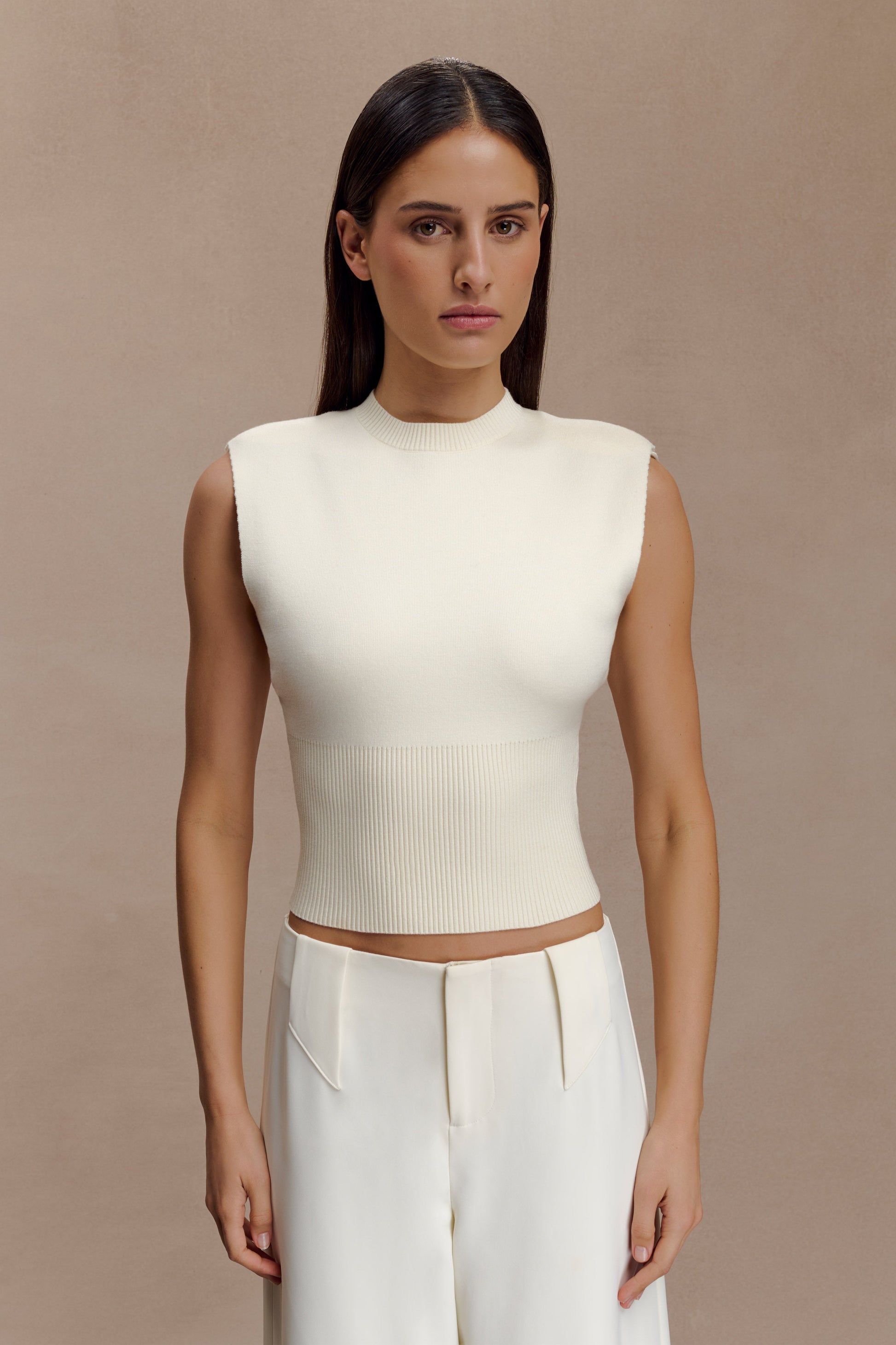 Sharpay Sleeveless Knit Top - Ivory #3