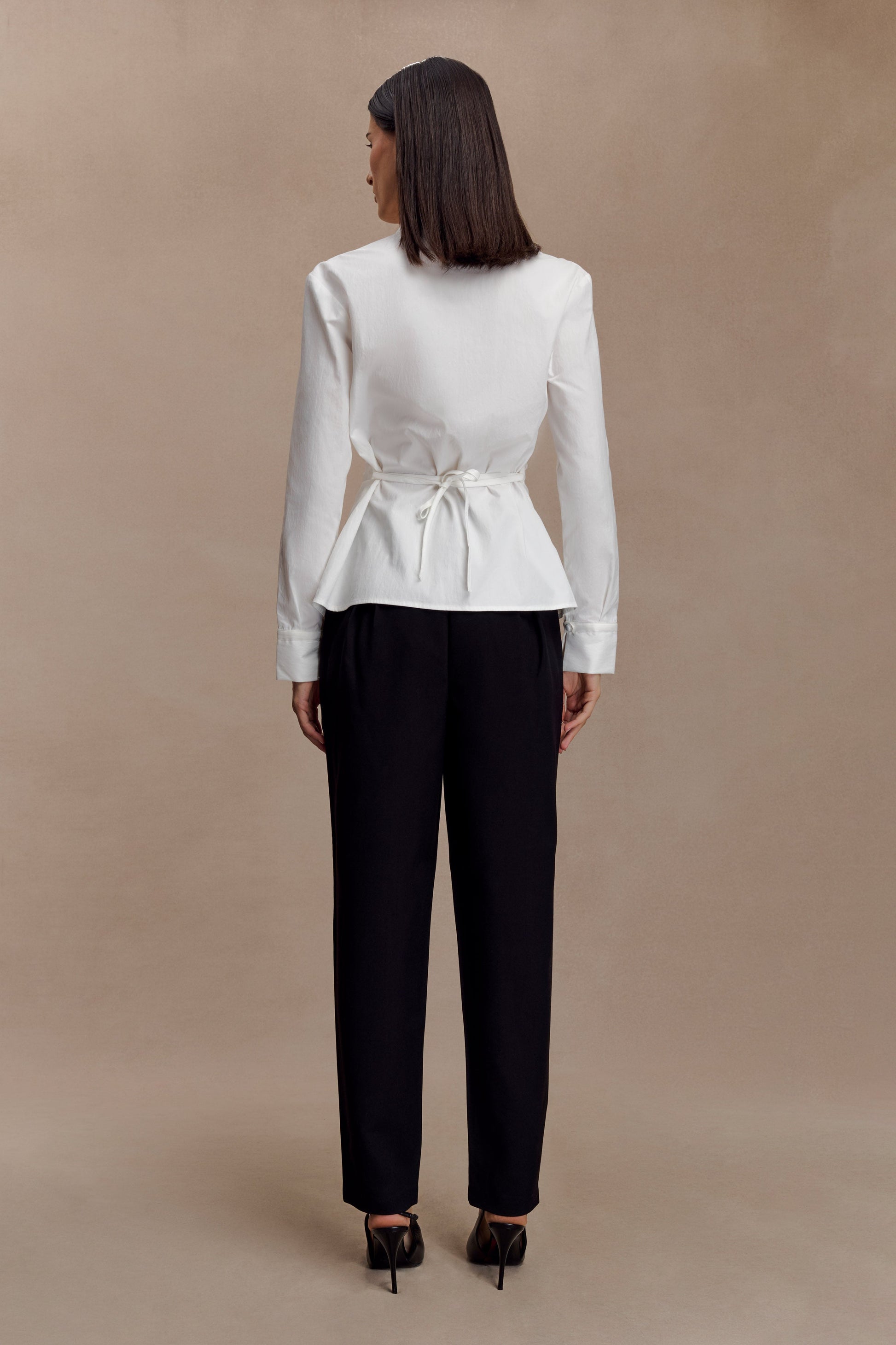 Millie Tie Back Cotton Shirt - White #6