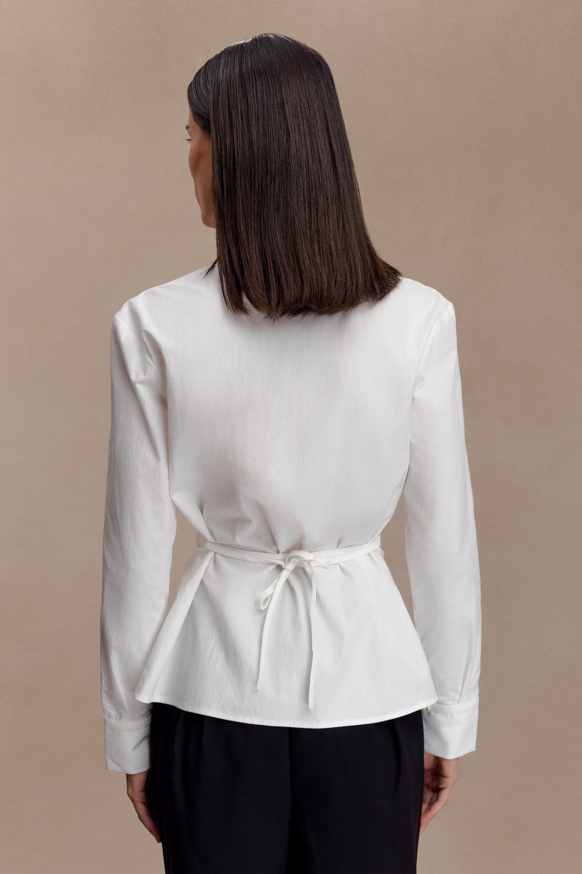 Millie Tie Back Cotton Shirt - White #3