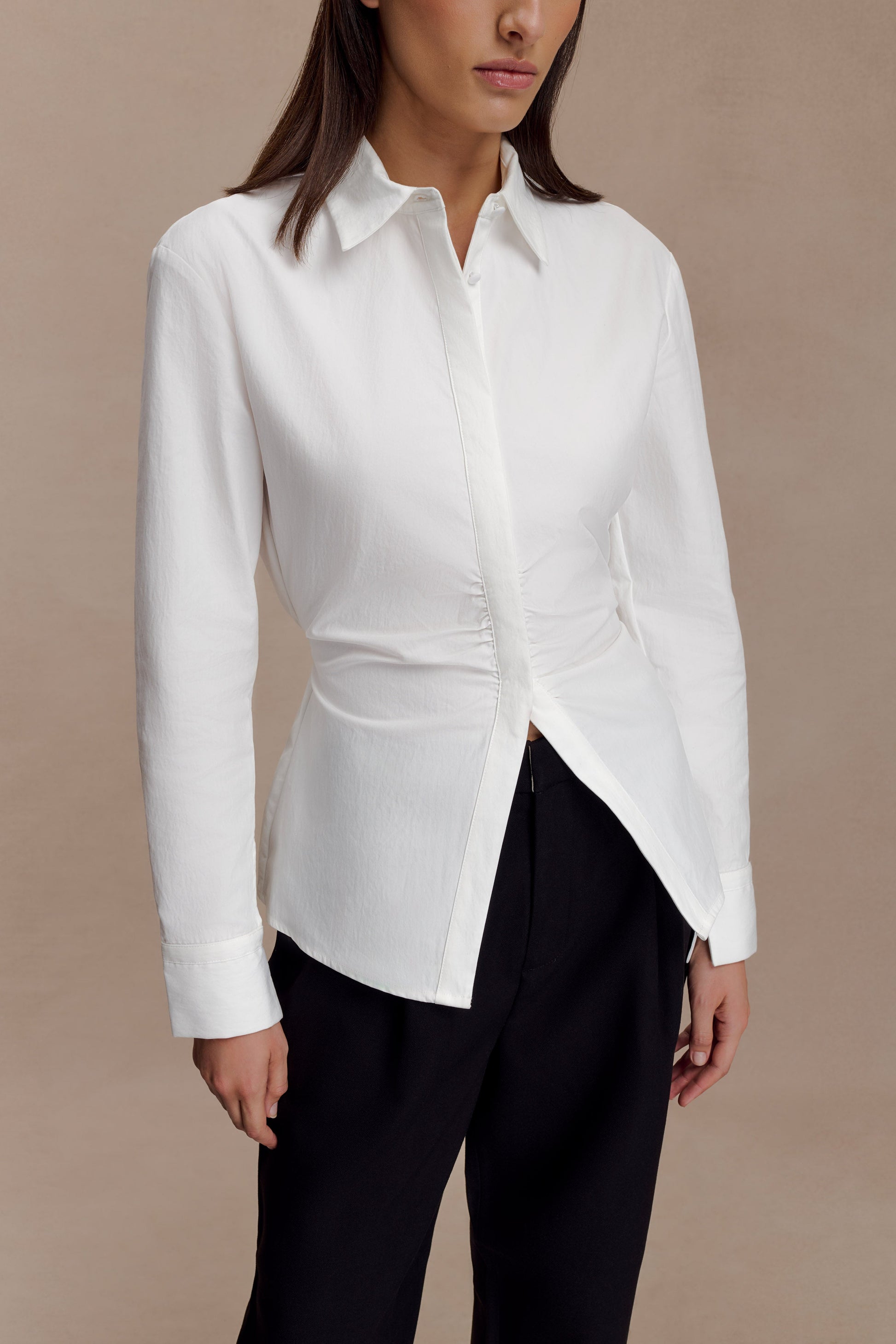 Millie Tie Back Cotton Shirt - White #4