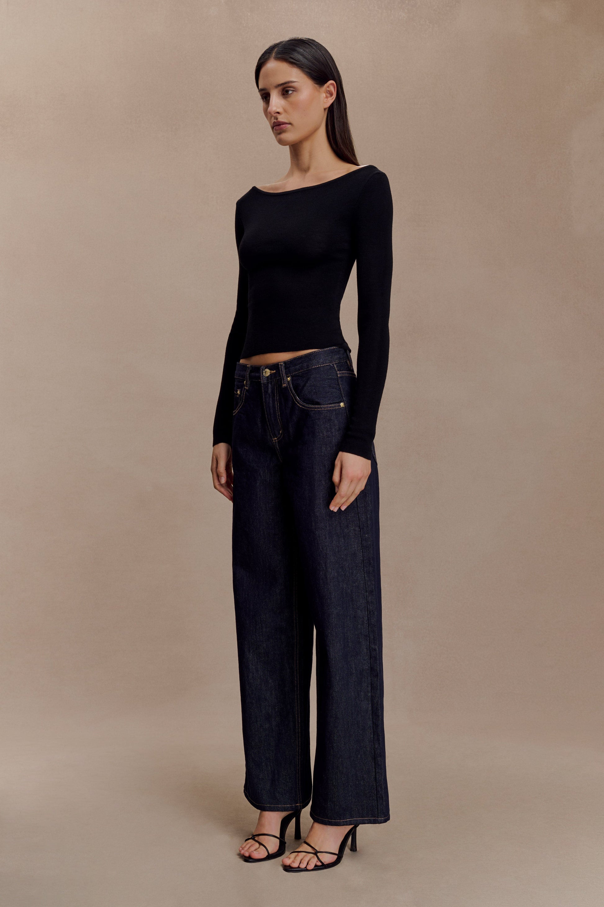 Paedyn Merino Wool Ribbed Long Sleeve Top - Black #4