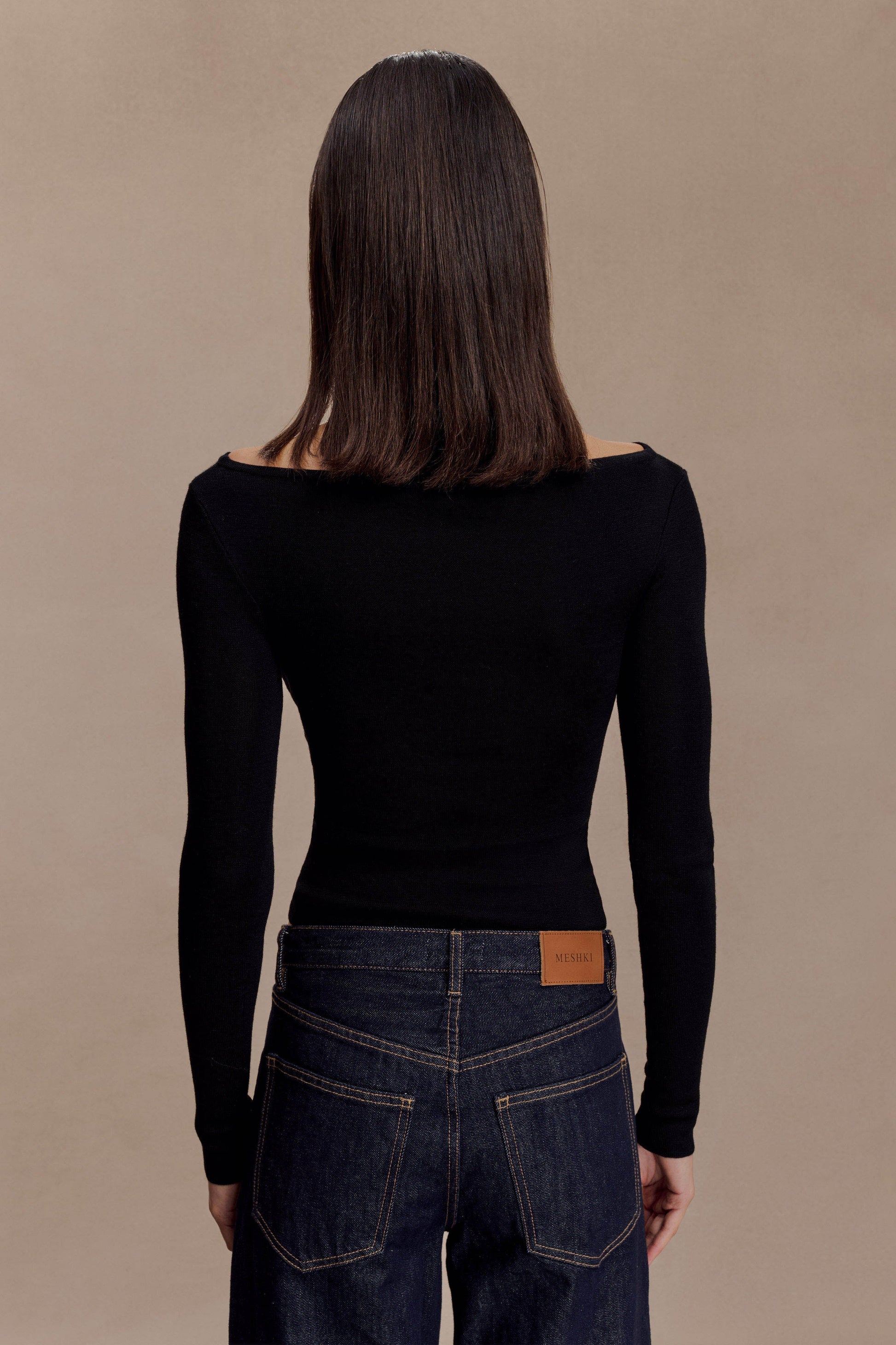 Paedyn Merino Wool Ribbed Long Sleeve Top - Black #5