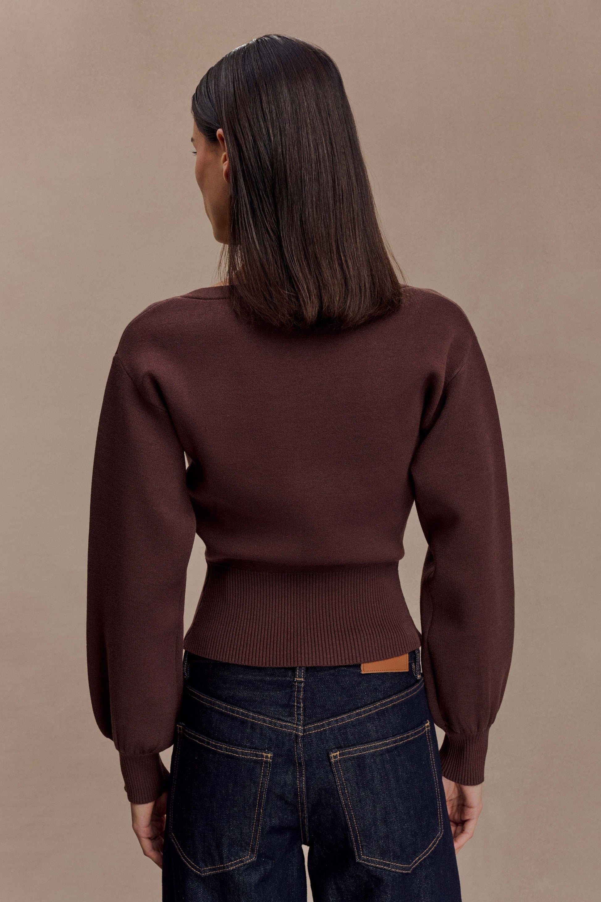 Mertyle Aysmetrical Knit Jumper - Deep Chocolate #3