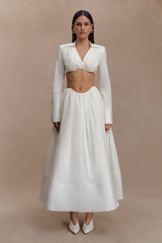 Greta Gathered Maxi Skirt - White