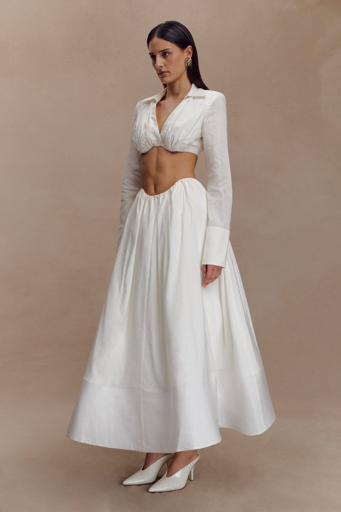 Greta Shirt Bra - White