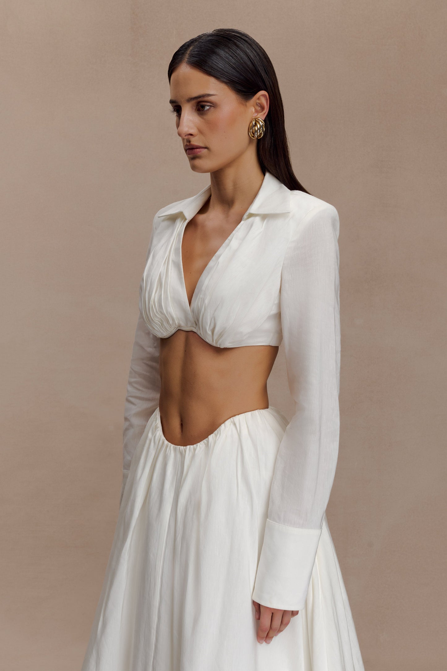 Greta Shirt Bra - White