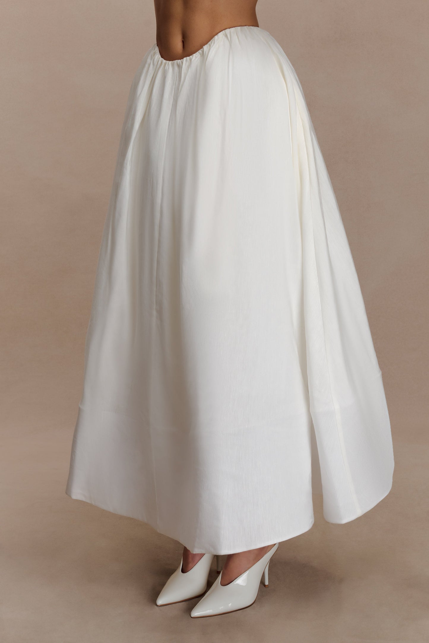 Greta Gathered Maxi Skirt - White