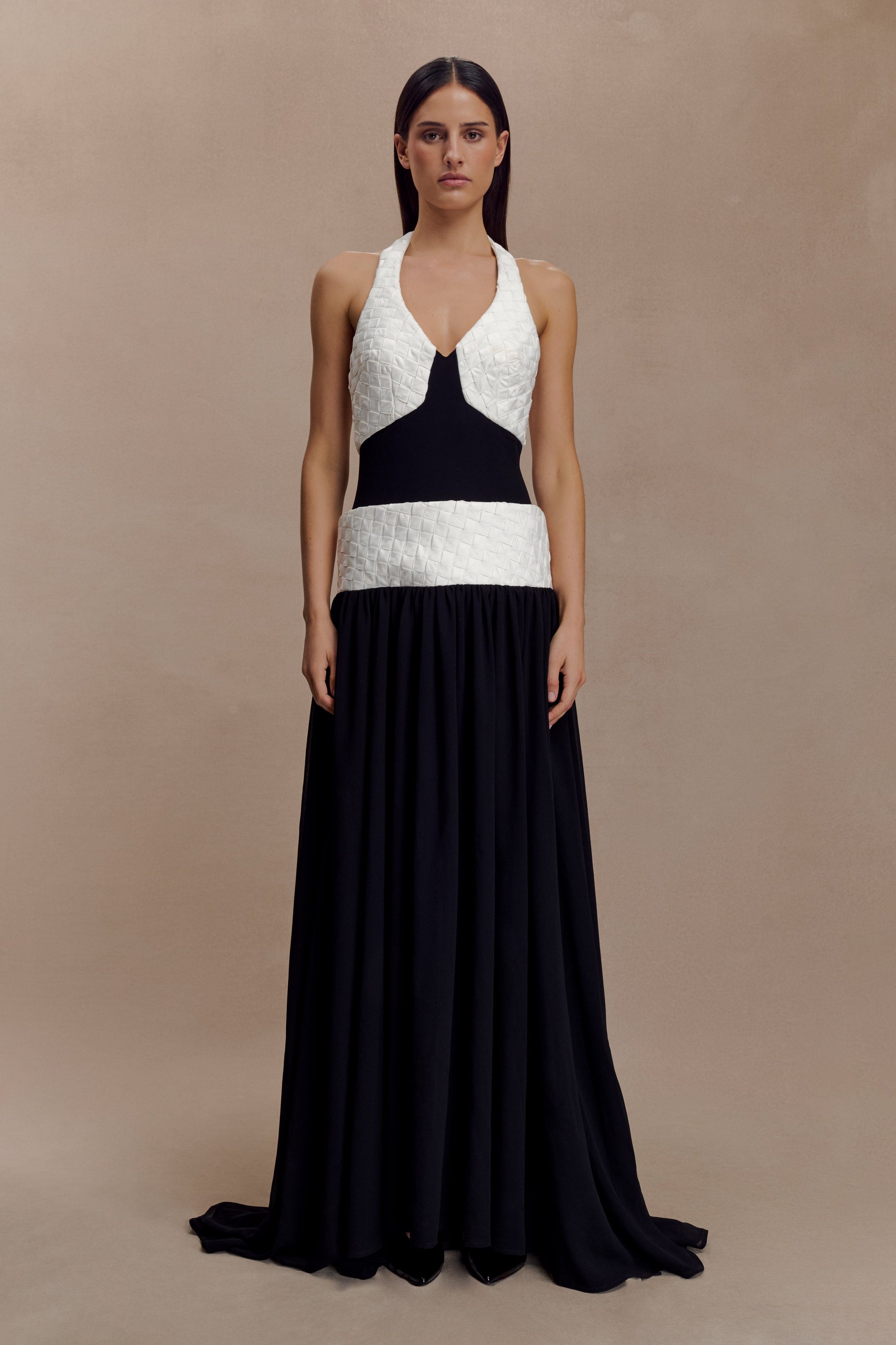 Celine Chiffon Maxi Dress - Black/White #2