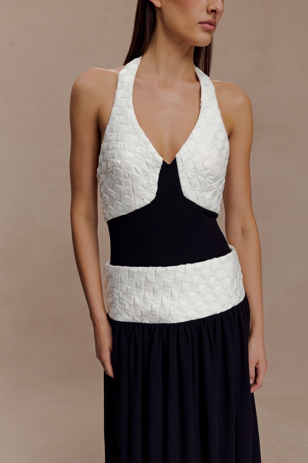 Celine Chiffon Maxi Dress - Black/White