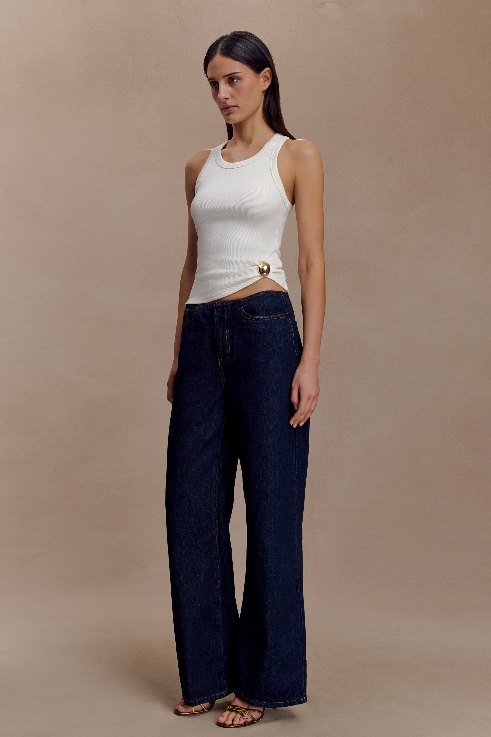 Lola Ribbed Sleeveless Top With Hardware - White #4