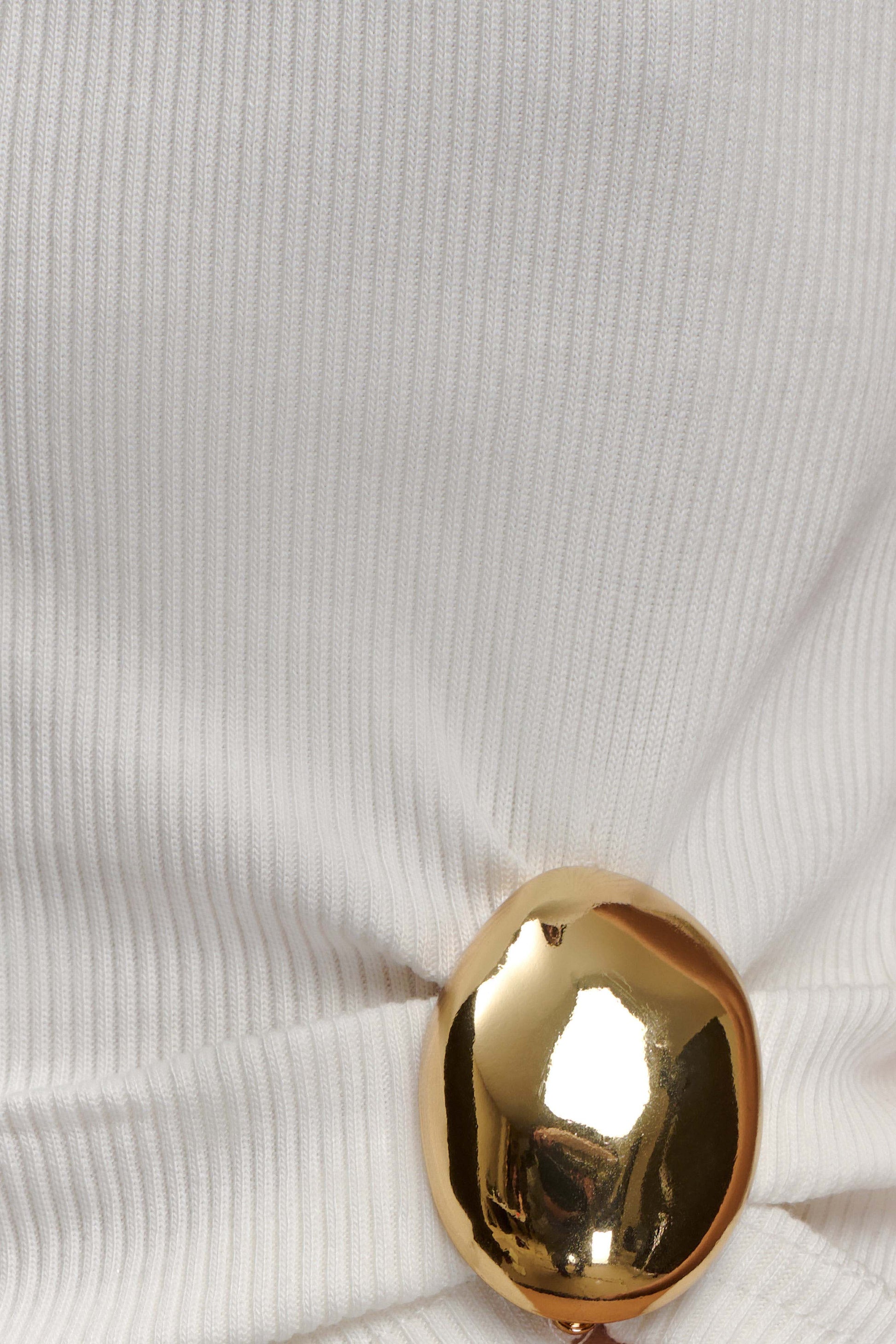 Lola Ribbed Sleeveless Top With Hardware - White #6