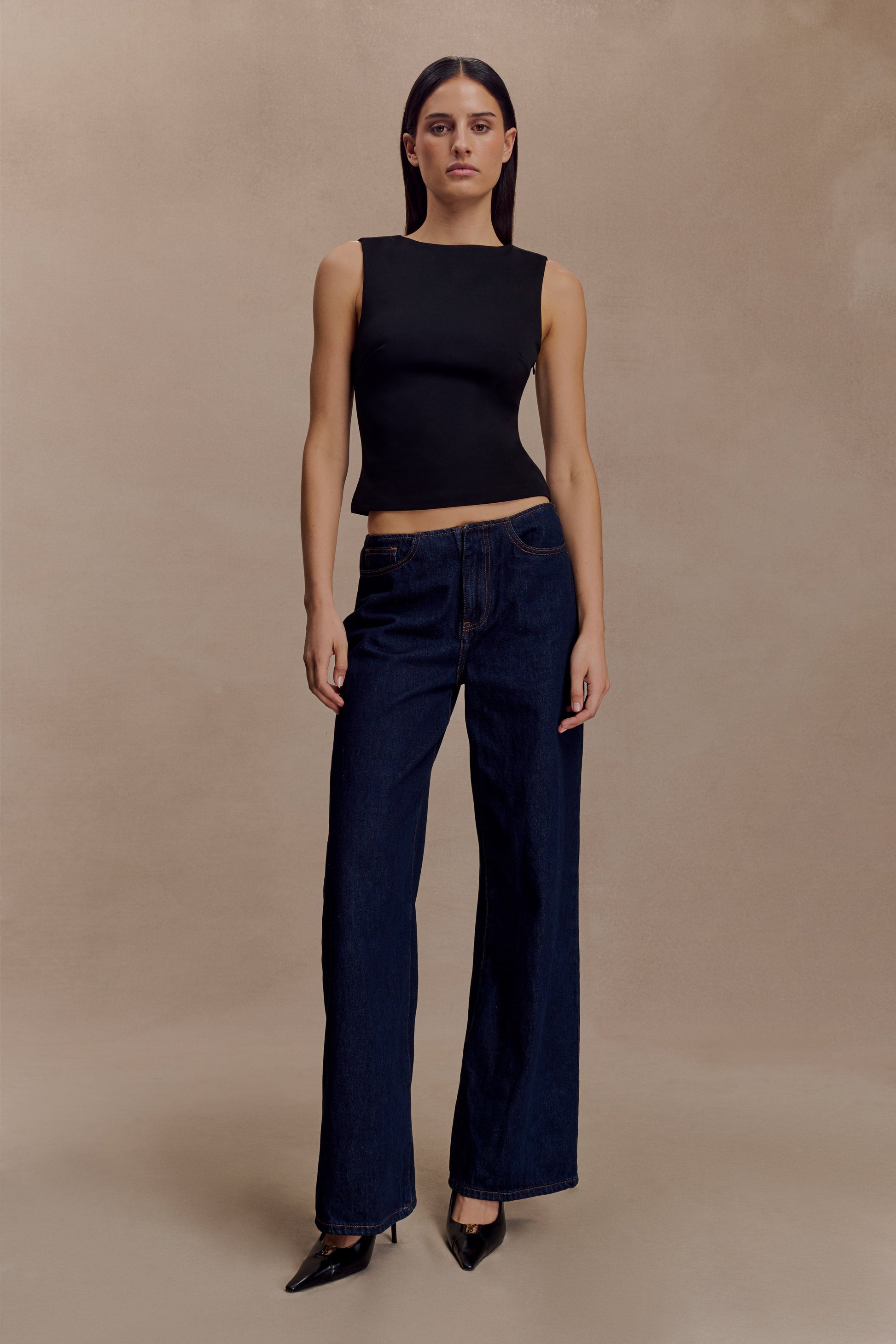 Kyra Open Back Scuba Crepe Top - Black #5