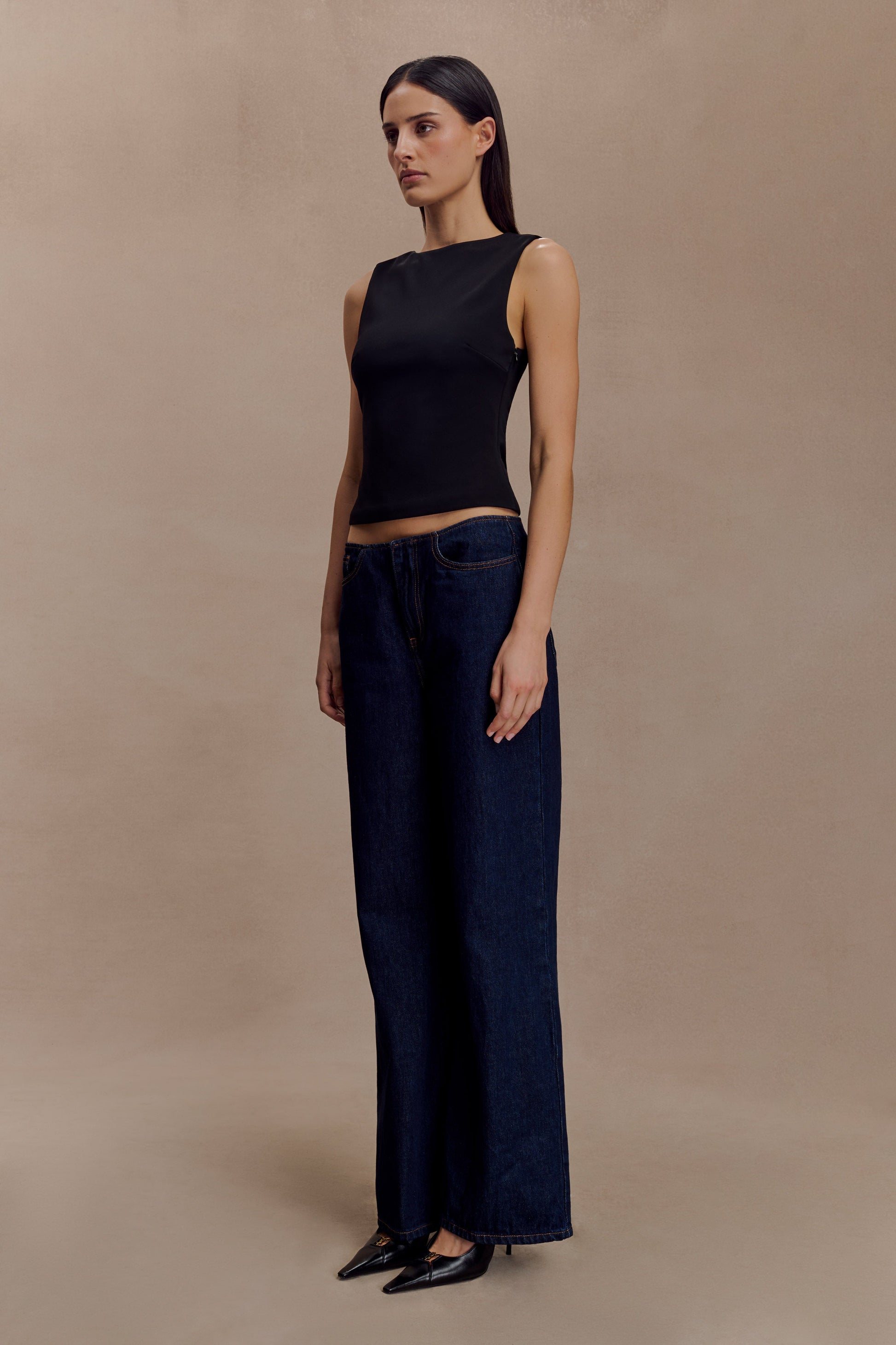 Kyra Open Back Scuba Crepe Top - Black #6