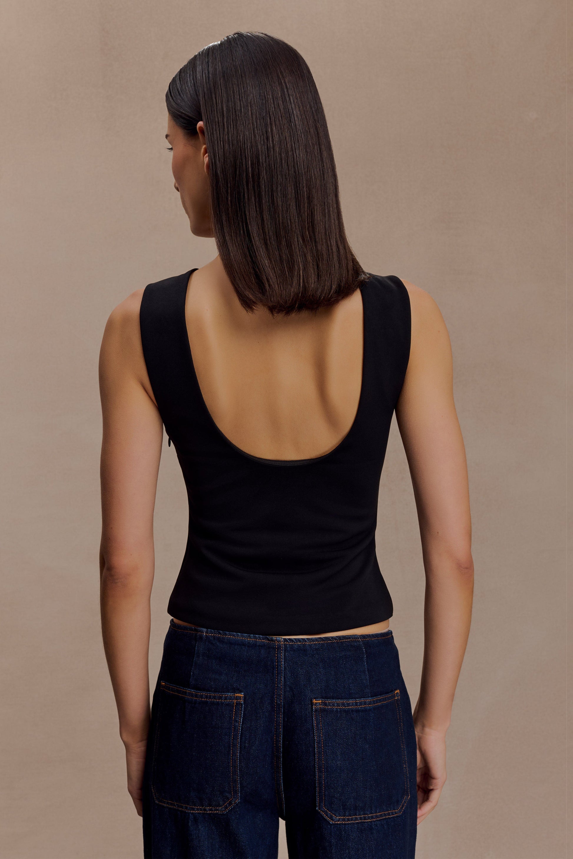 Kyra Open Back Scuba Crepe Top - Black #5