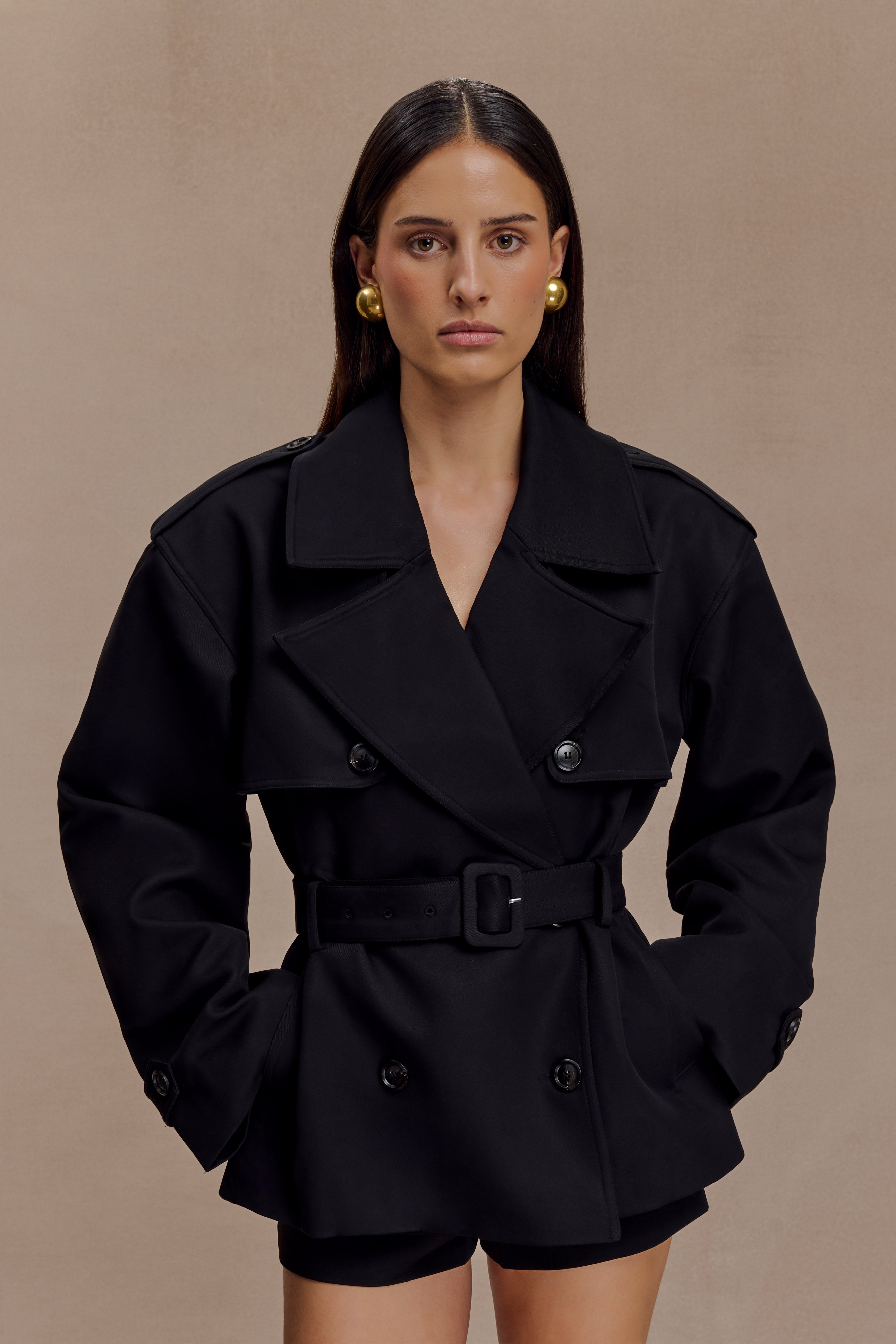 Alden Short Trench Jacket - Black | MESHKI UK