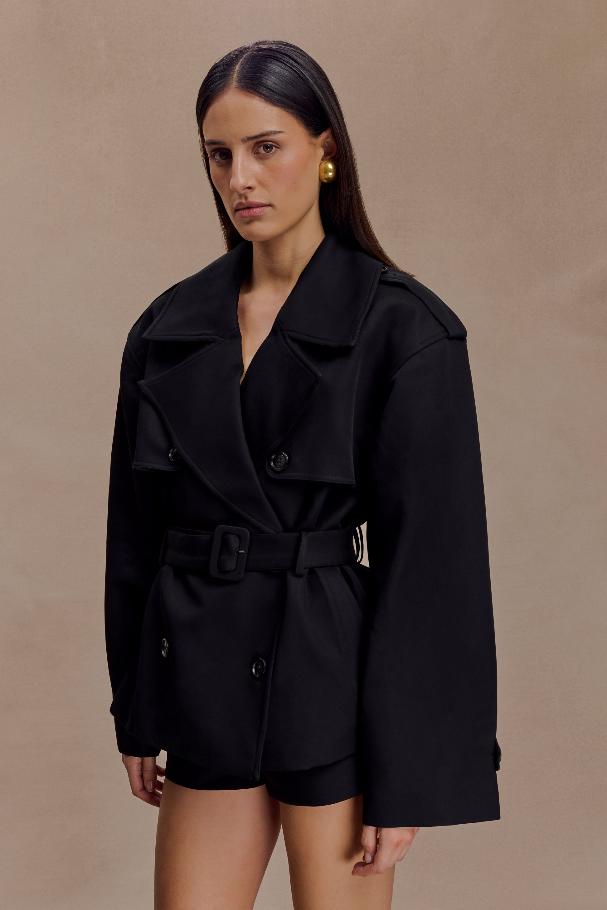 Alden Short Trench Jacket - Black #3