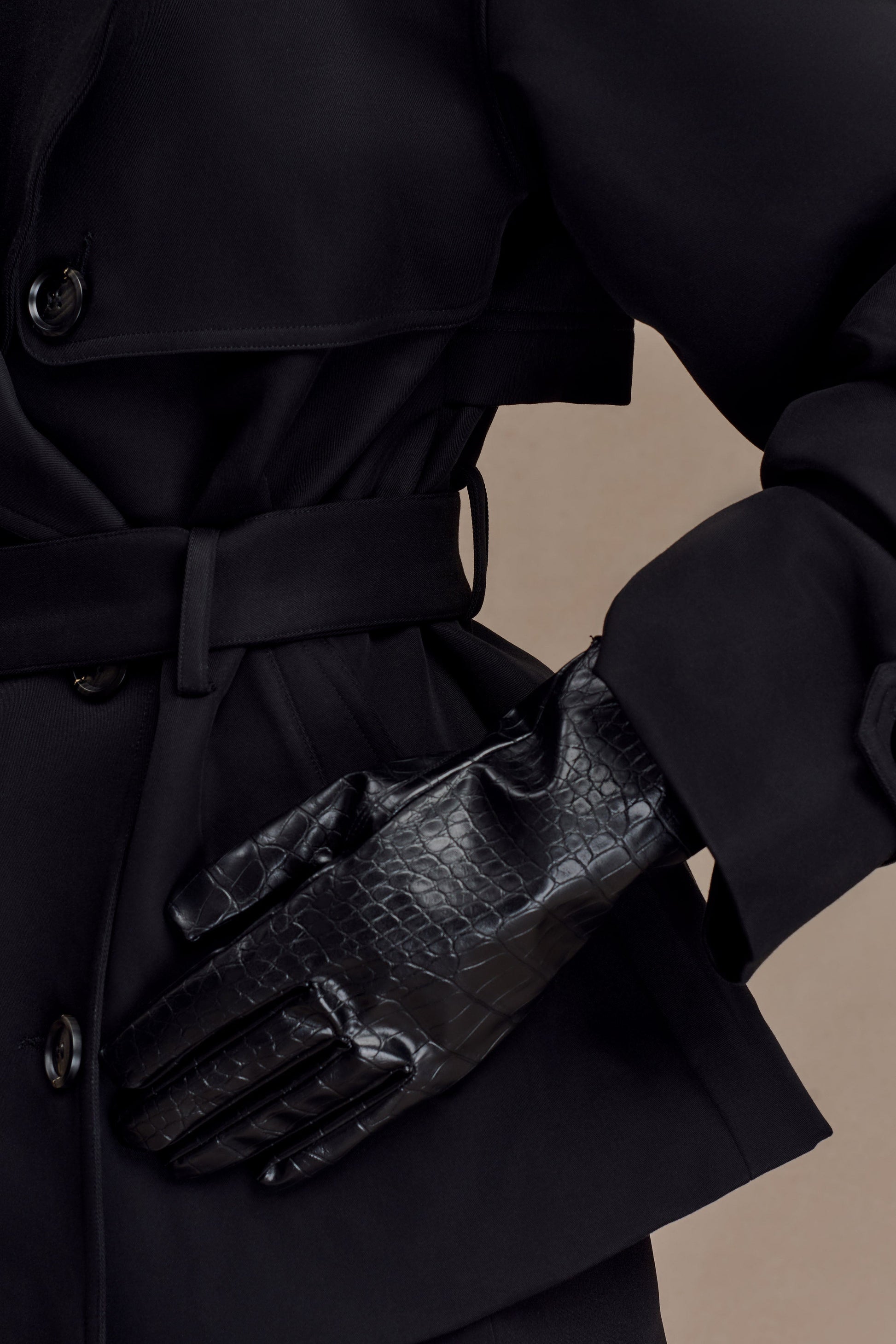 Atlas Faux Leather Crocodile Gloves - Black #2