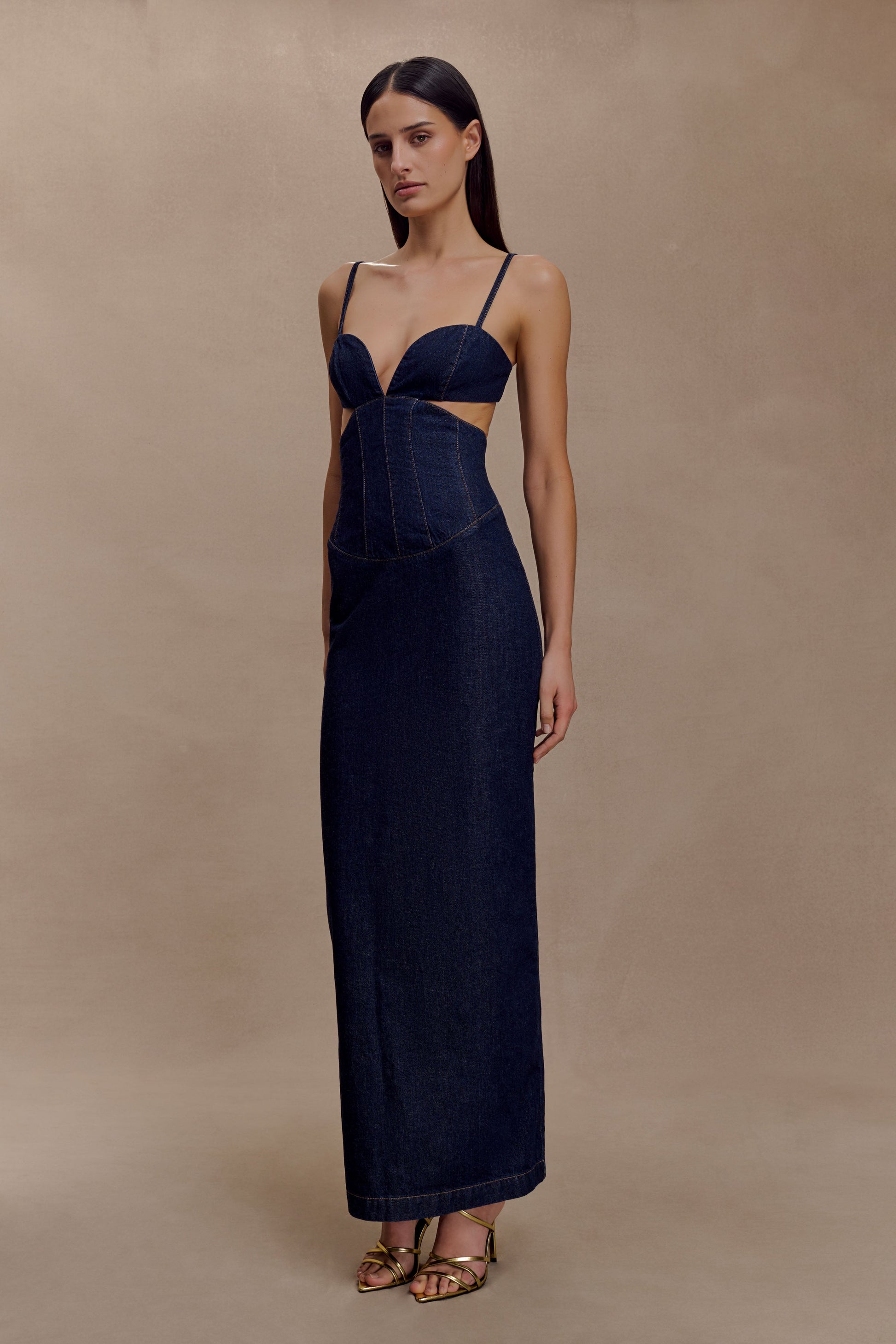 Amila Denim Cupped Maxi Dress - Indigo Blue #5