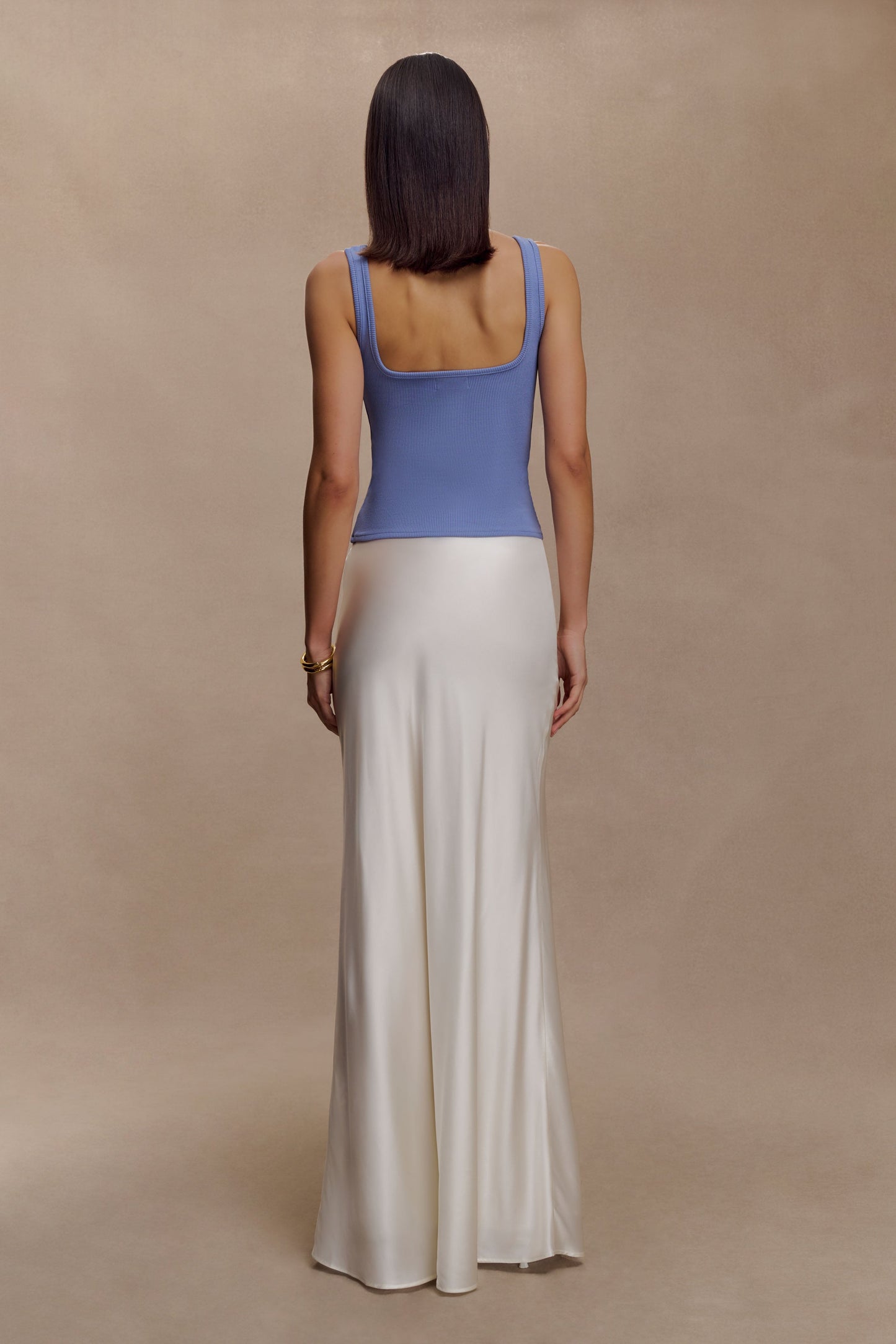 Aisling Ribbed Square Neck Sleeveless Top - Cornflower Blue
