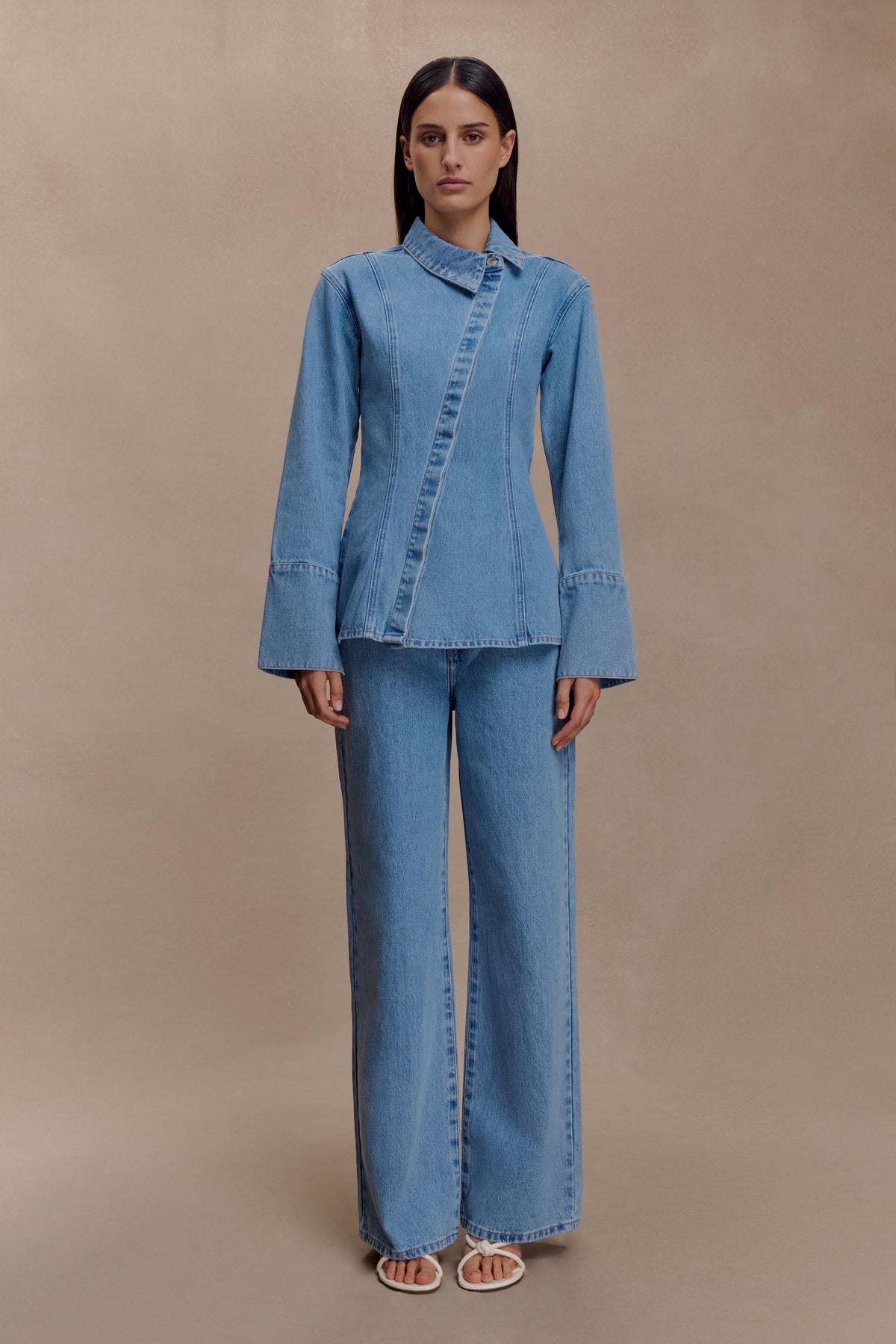 Jericho Asymmetrical Denim Shirt - Classic Blue #7