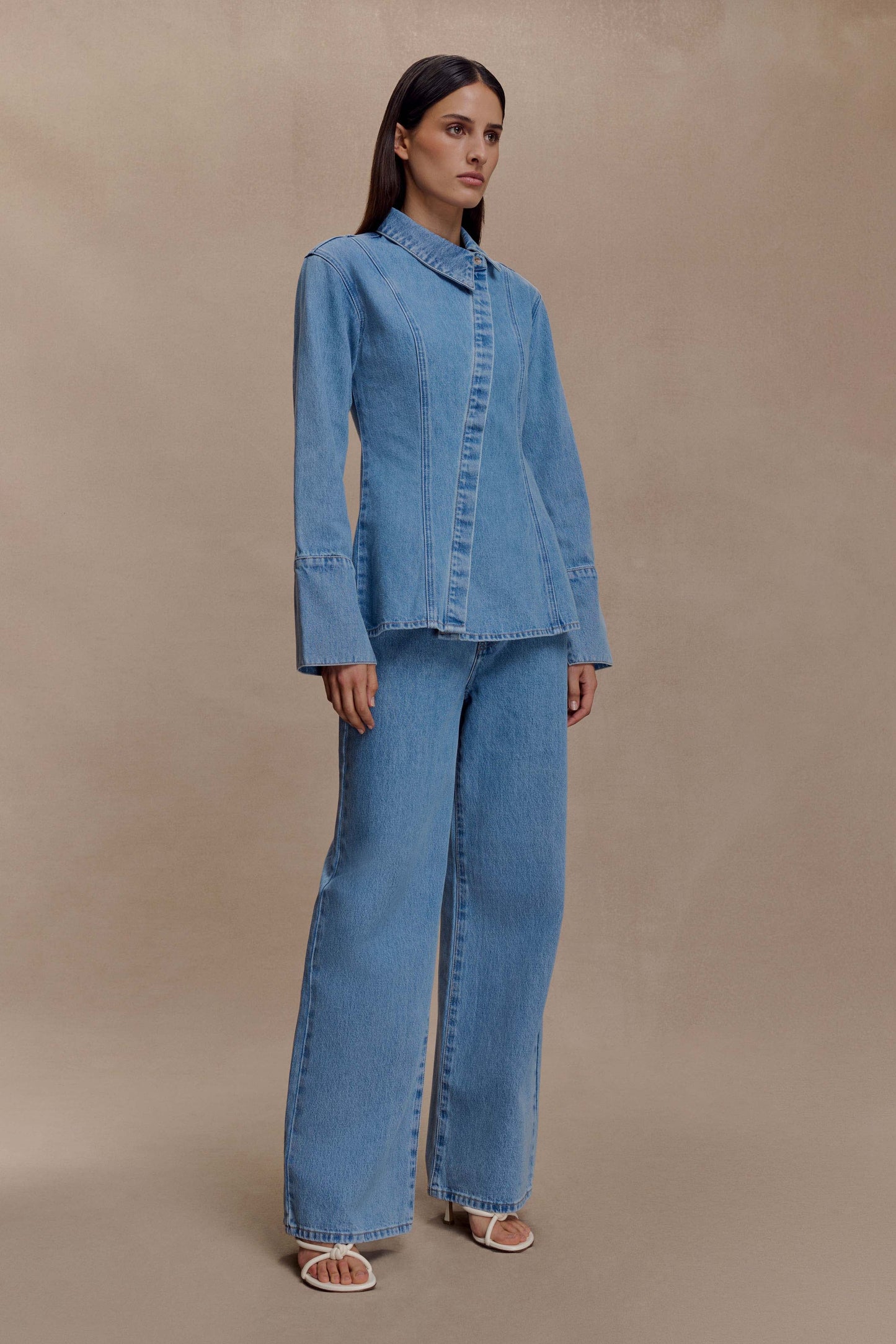 Jericho Asymmetrical Denim Shirt - Classic Blue