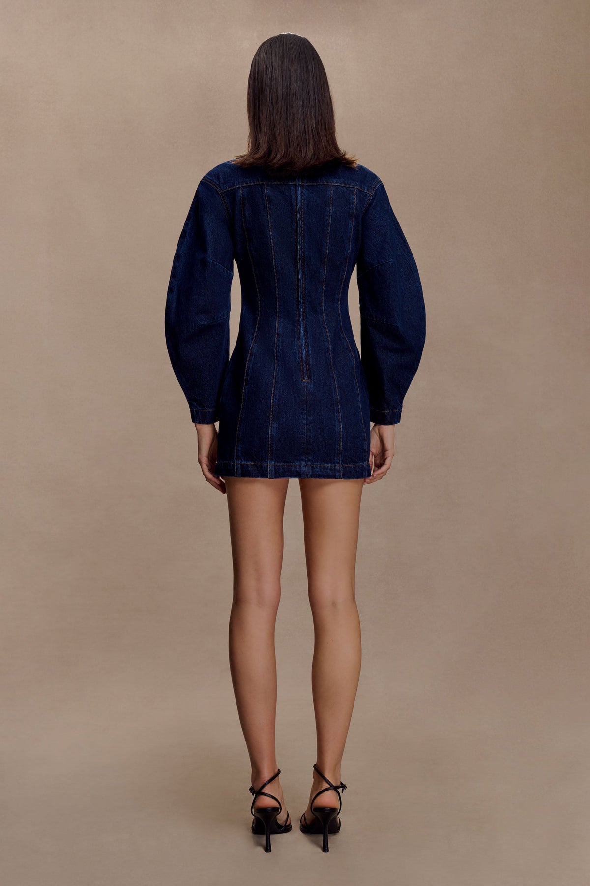 Cosmala Denim Long Sleeve Mini Dress - Indigo Blue #7