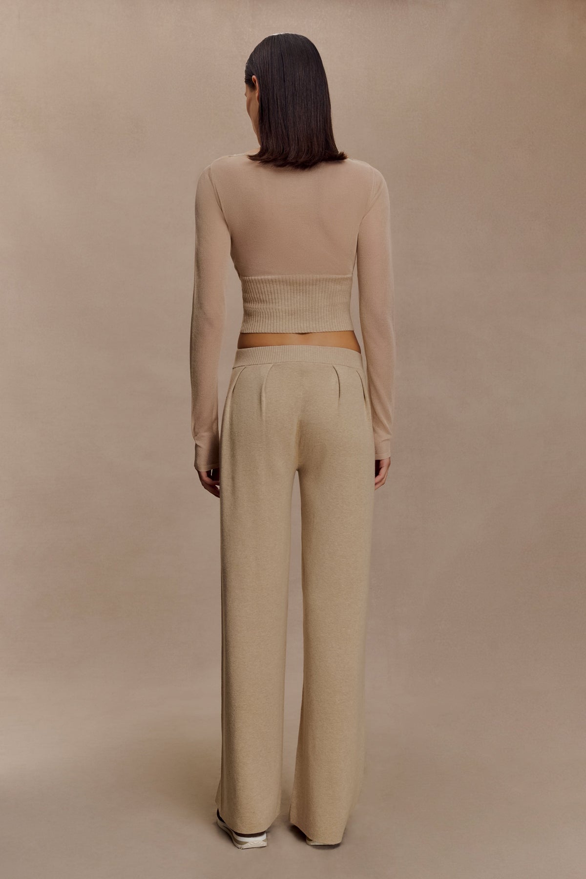 Frannie Gathered Silk Blend Knit Pants - Sand #4