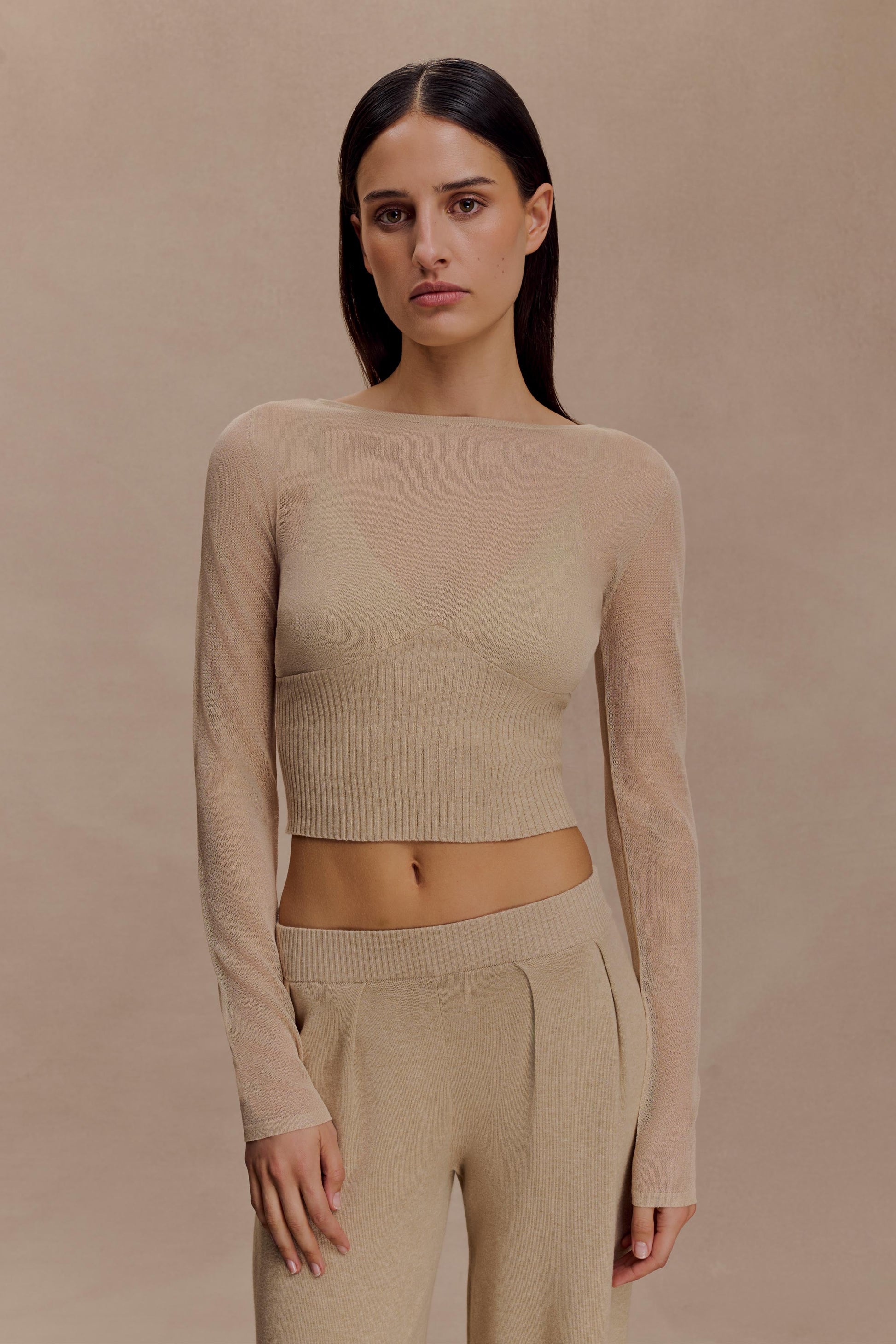 Brionee Silk Blend Knit Top - Sand #4