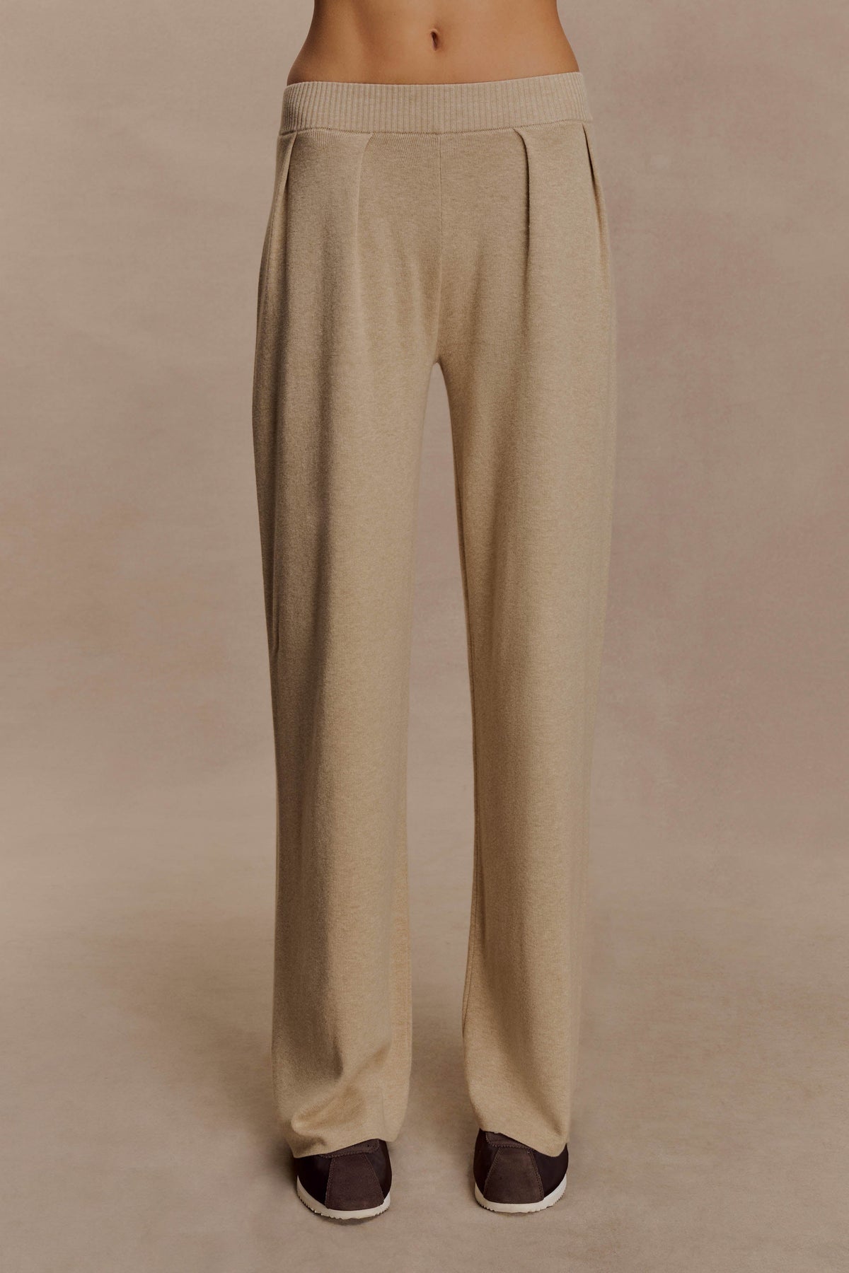 Frannie Gathered Silk Blend Knit Pants - Sand #9