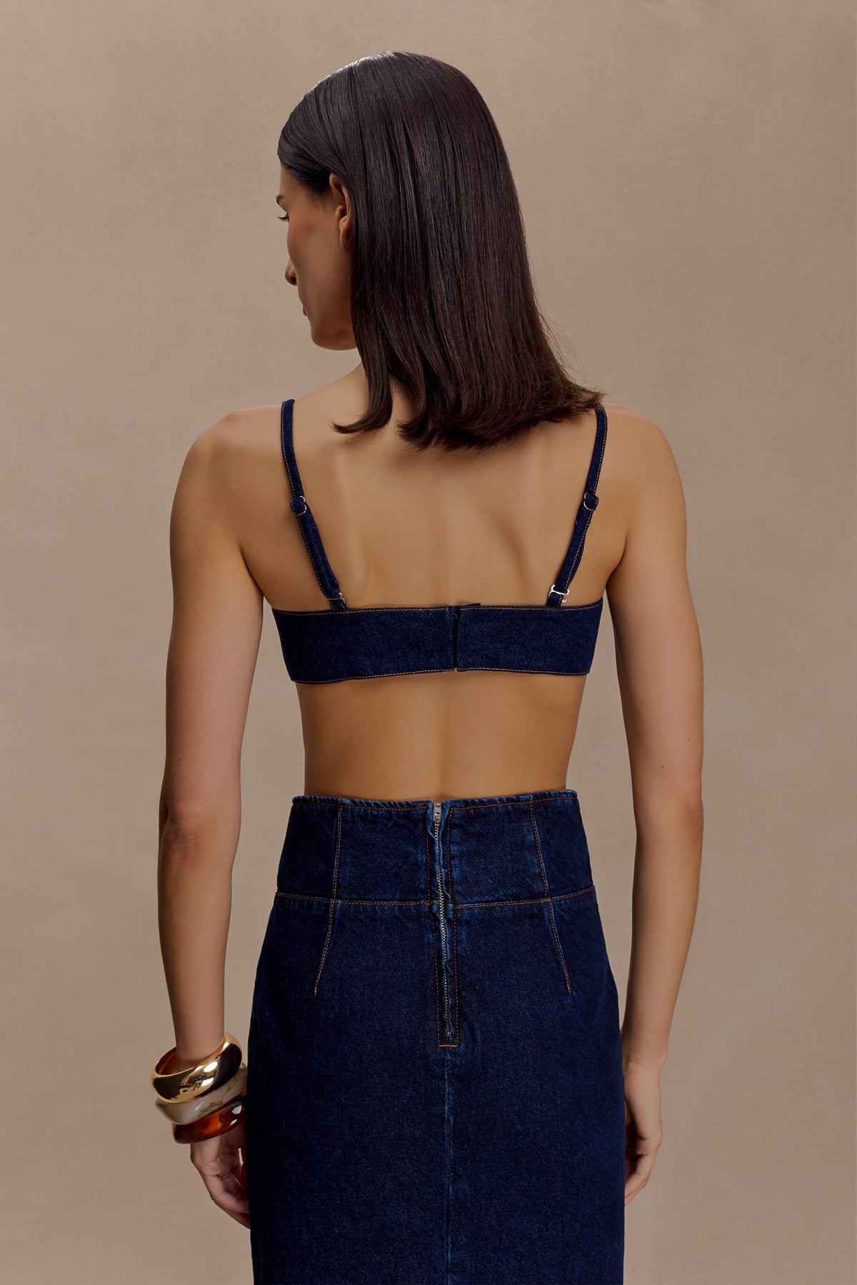 Belle Denim Cropped Bralette - Indigo Blue #4