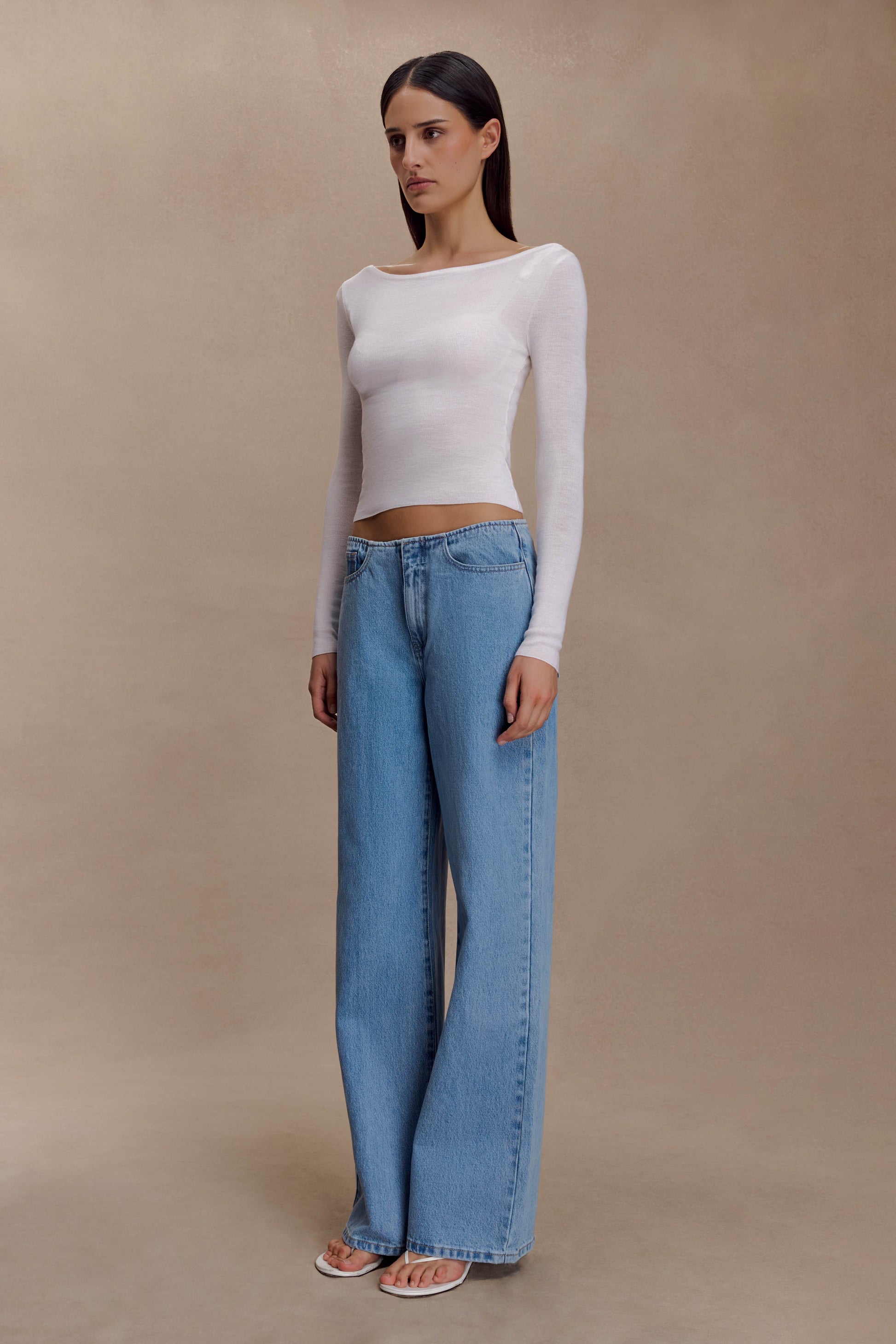 Paedyn Merino Wool Ribbed Long Sleeve Top - Ivory #7