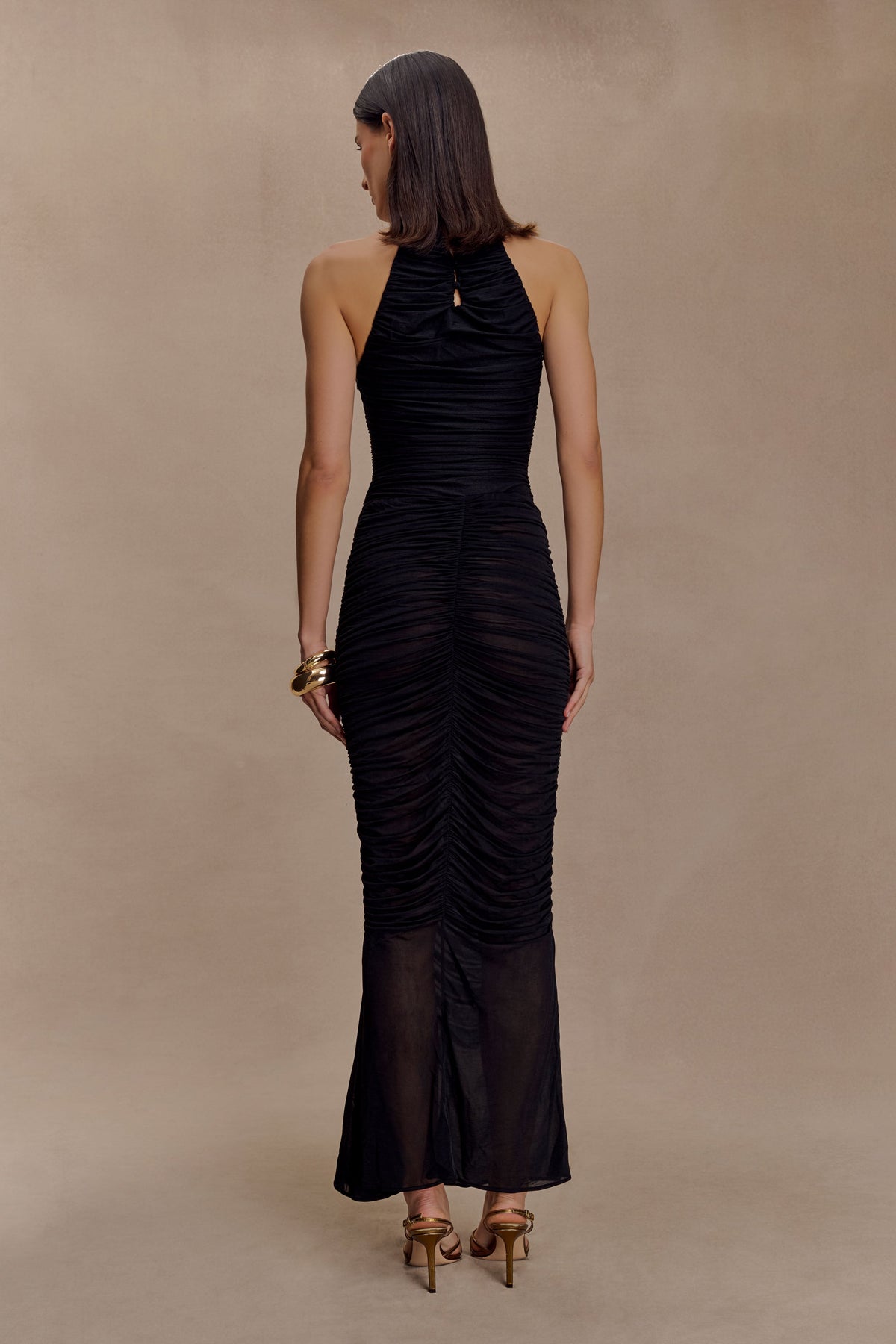 Matilda Ruched Mesh Maxi Skirt - Black #2
