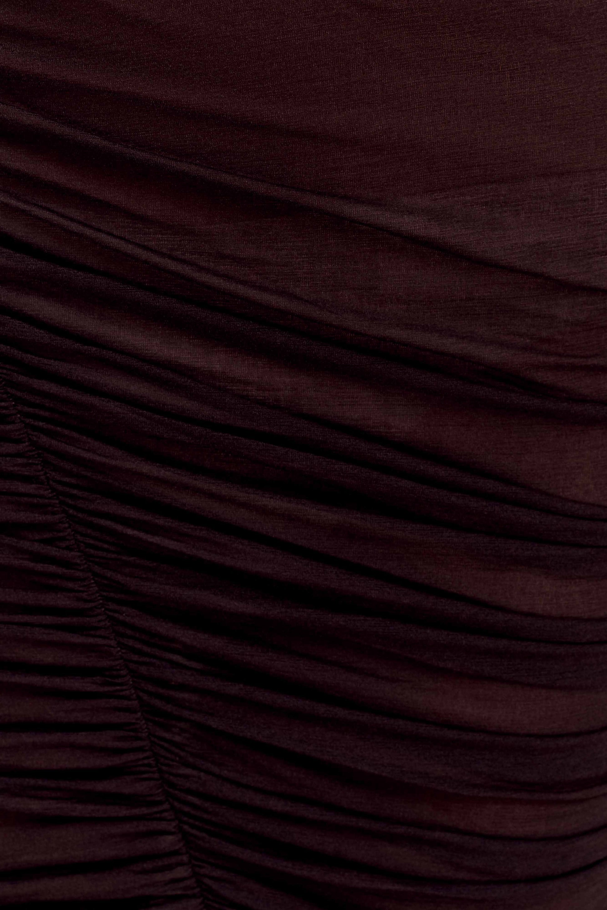 Matilda Ruched Mesh Maxi Skirt - Chocolate #7