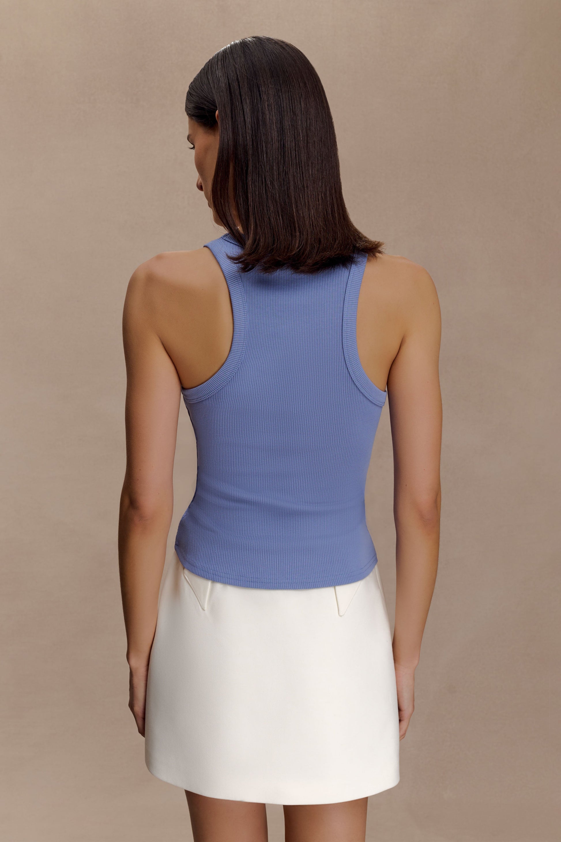 Lola Ribbed Sleeveless Top With Hardware - Cornflower Blue #6