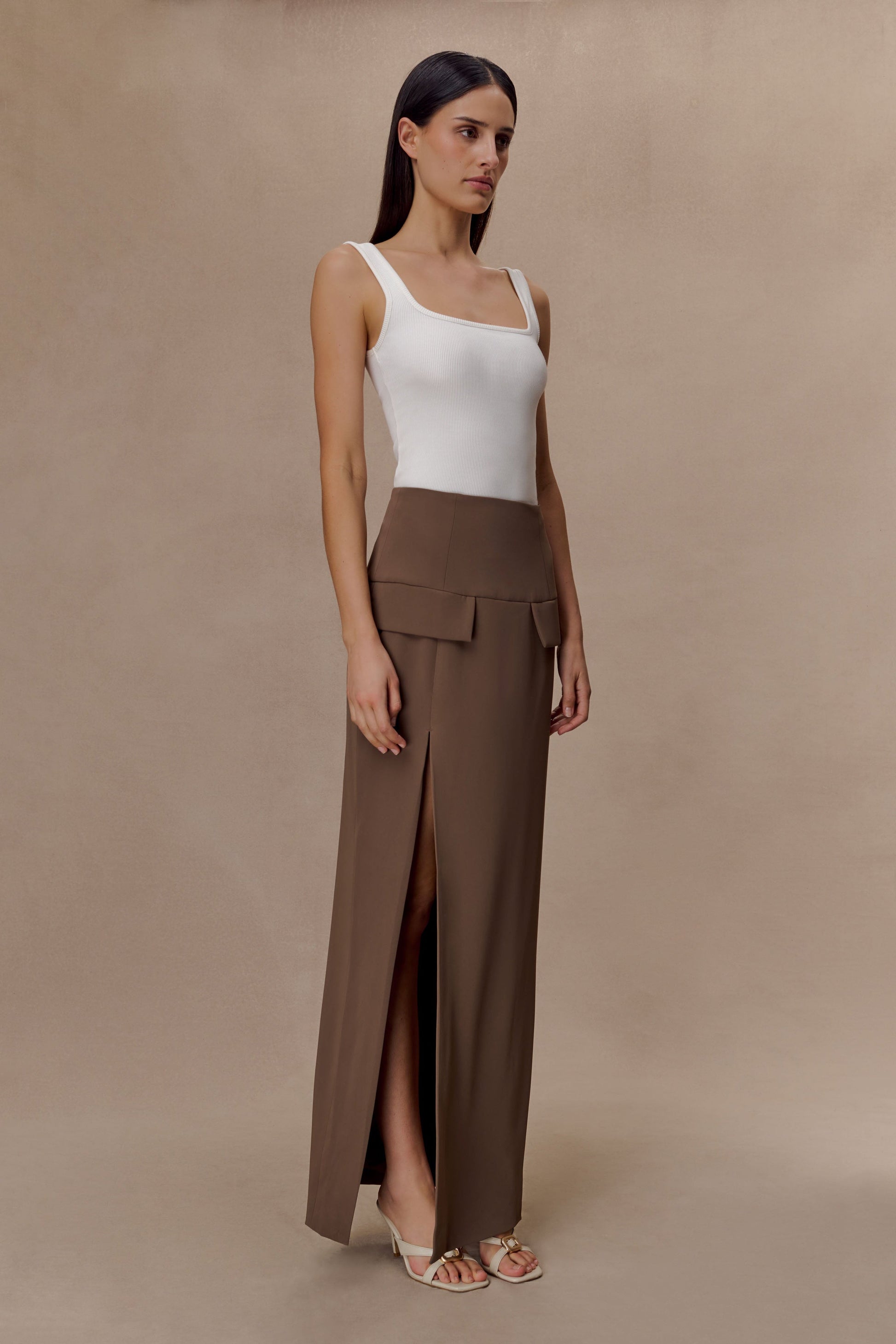 Aisling Ribbed Square Neck Sleeveless Top - Ivory #4