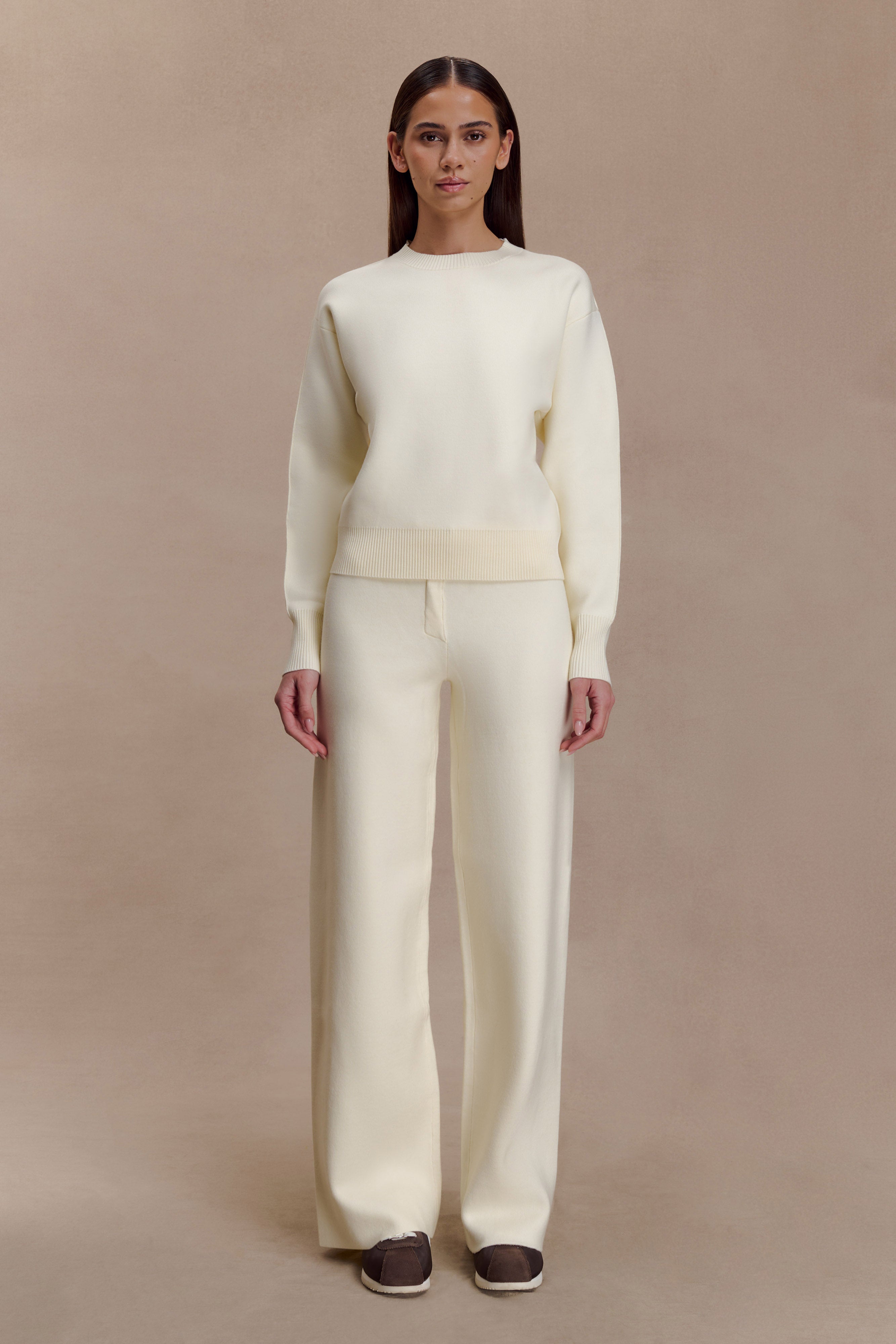 Lauren Knit Trouser - Ivory | MESHKI UK