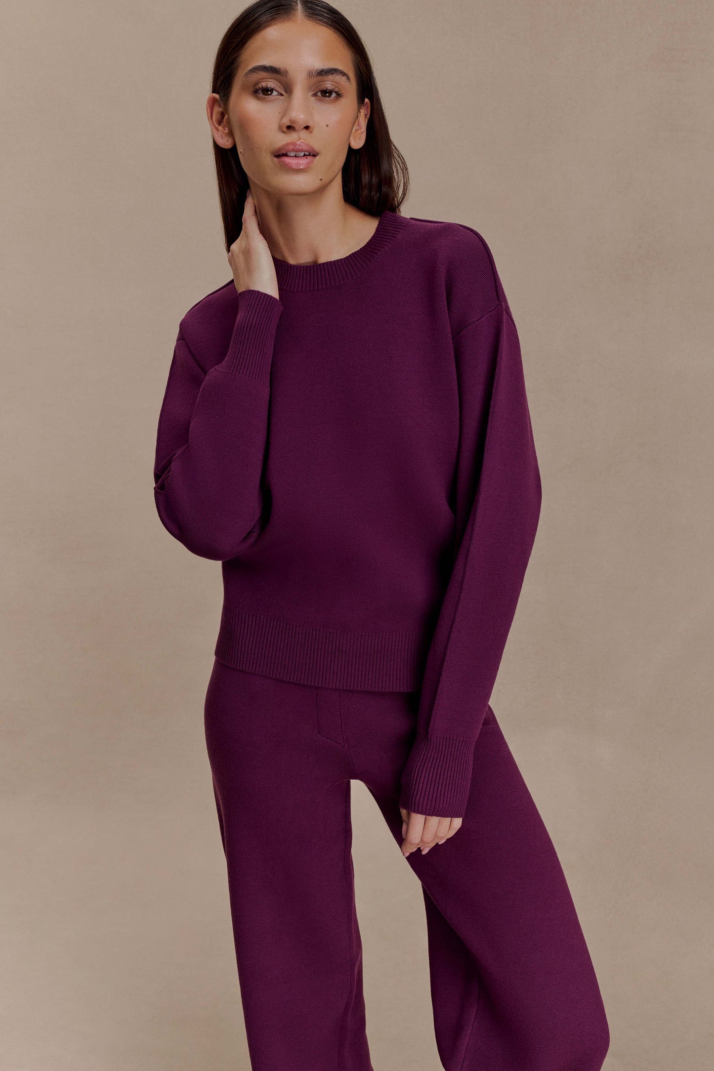 Braxton Cozy Knit Top - Plum