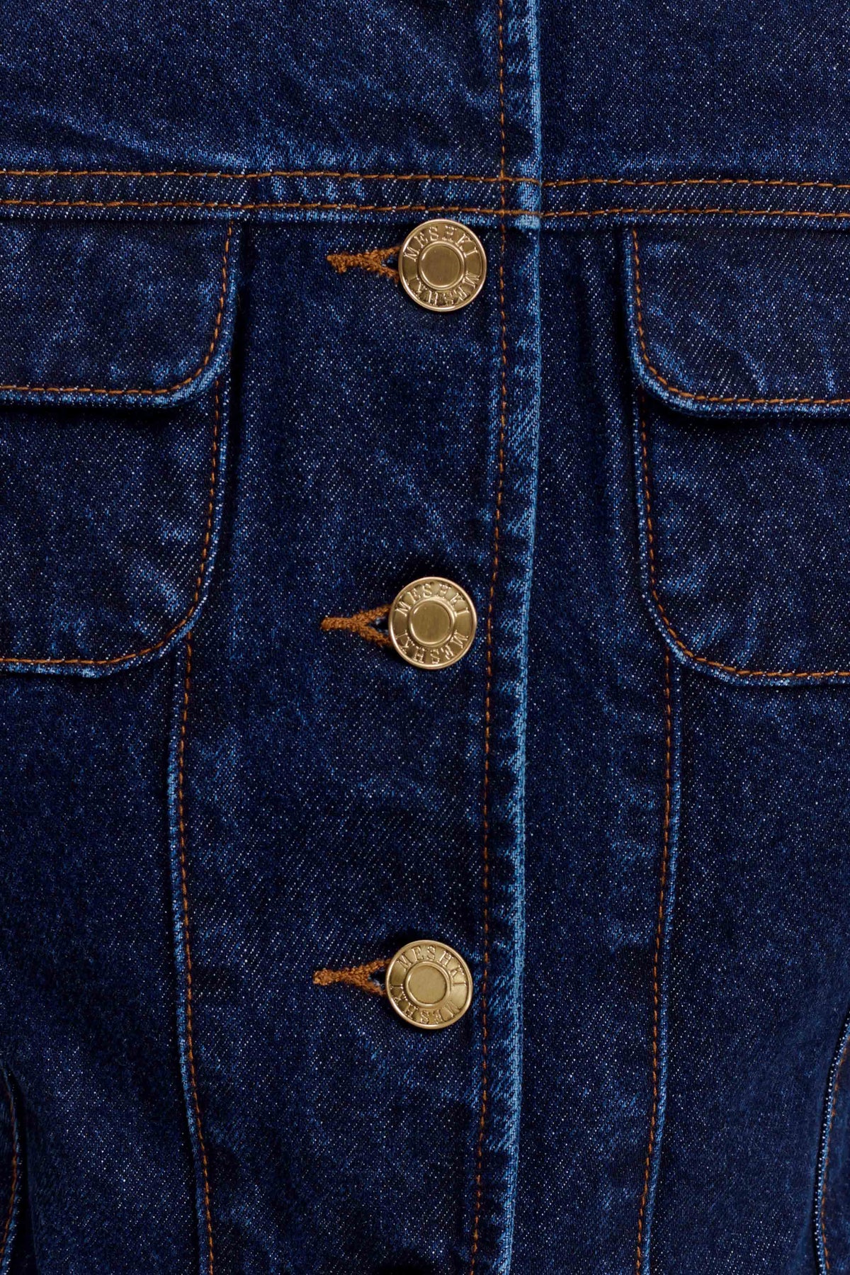 Marge Fitted Denim Short Sleeve Top - Indigo Blue #8